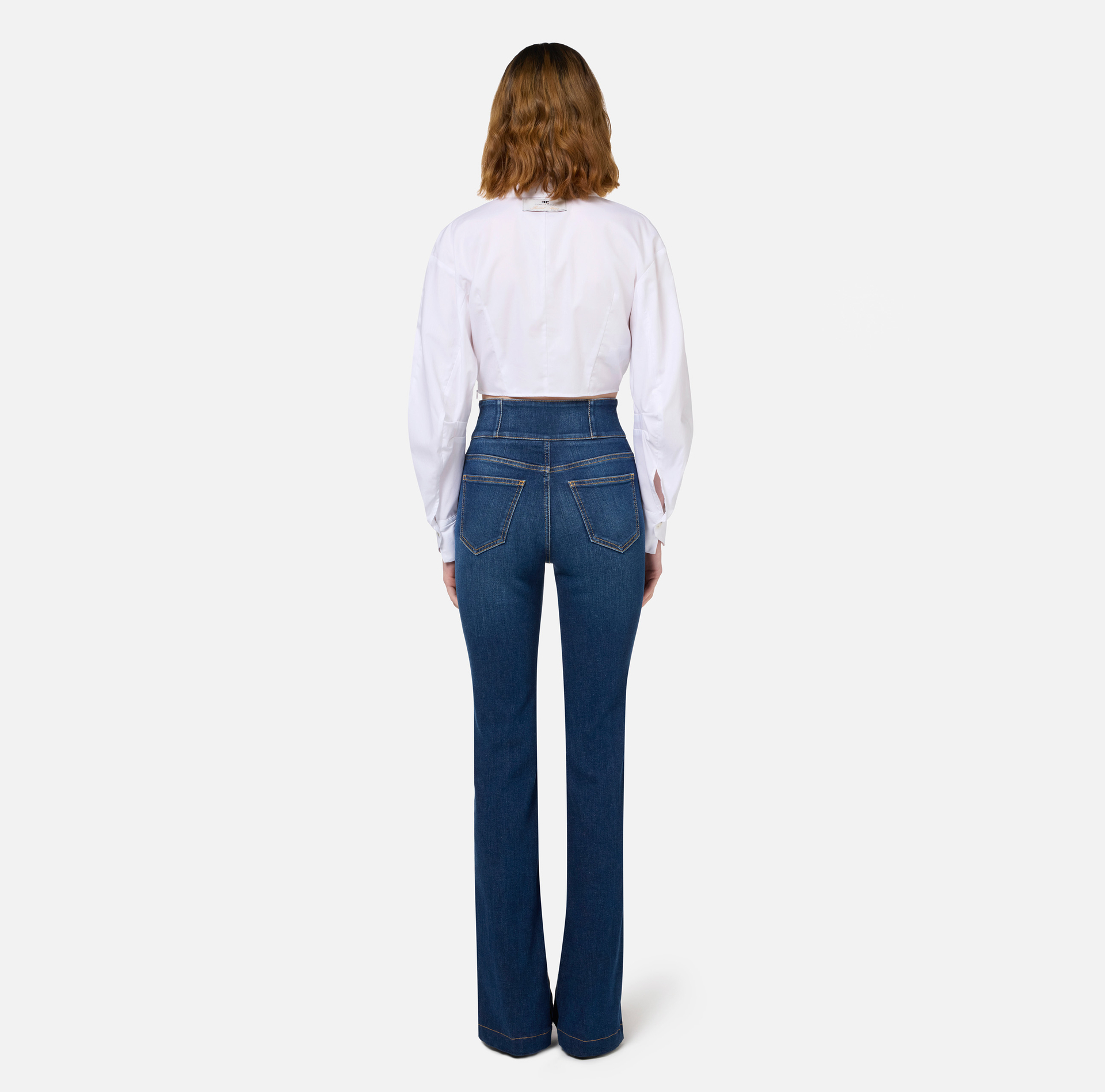 Schlagjeans aus Baumwolle mit Reißverschluss - Elisabetta Franchi® Outlet