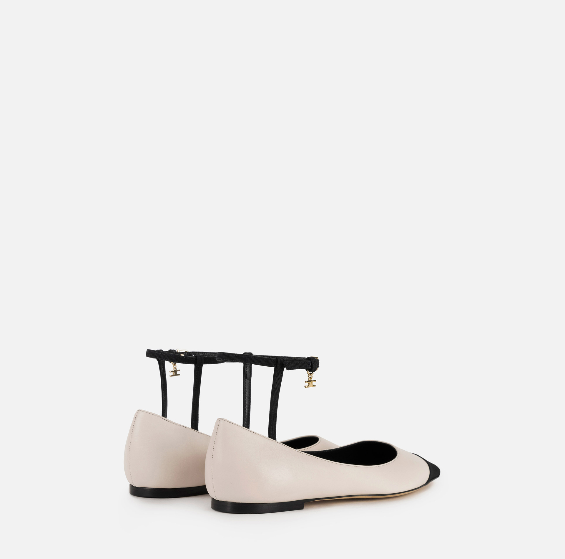 Nappa leather ballet flats with toe cap - Elisabetta Franchi® Outlet