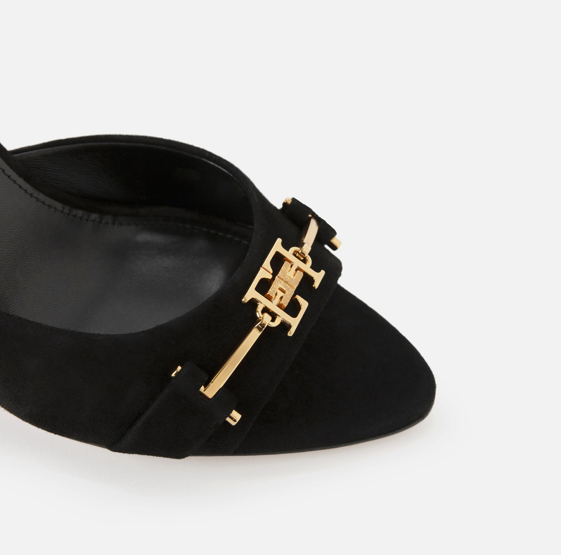 Suede slider sandals with horsebit - Elisabetta Franchi® Outlet