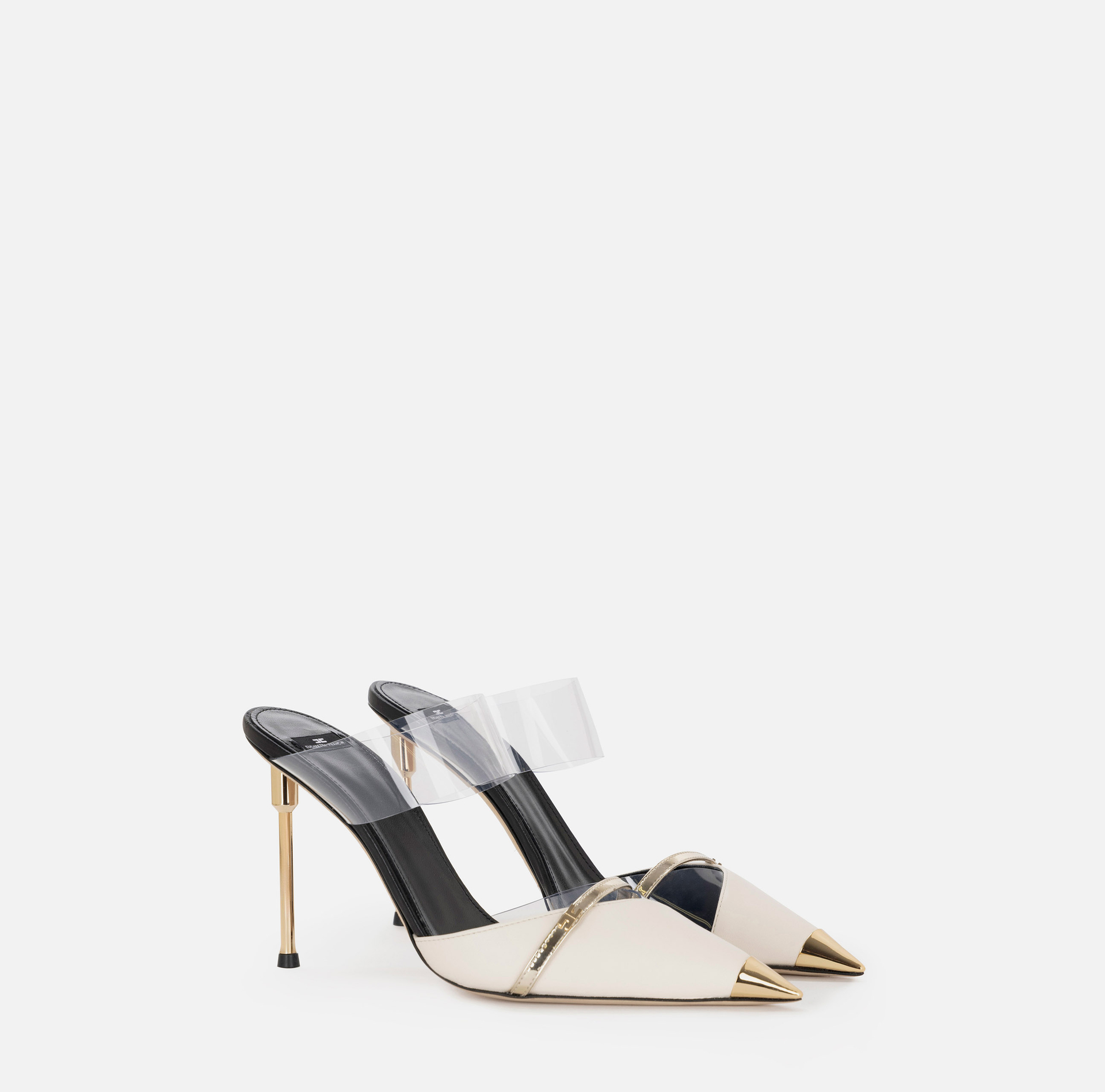 Leather and PVC sabot shoes | Elisabetta Franchi® Outlet