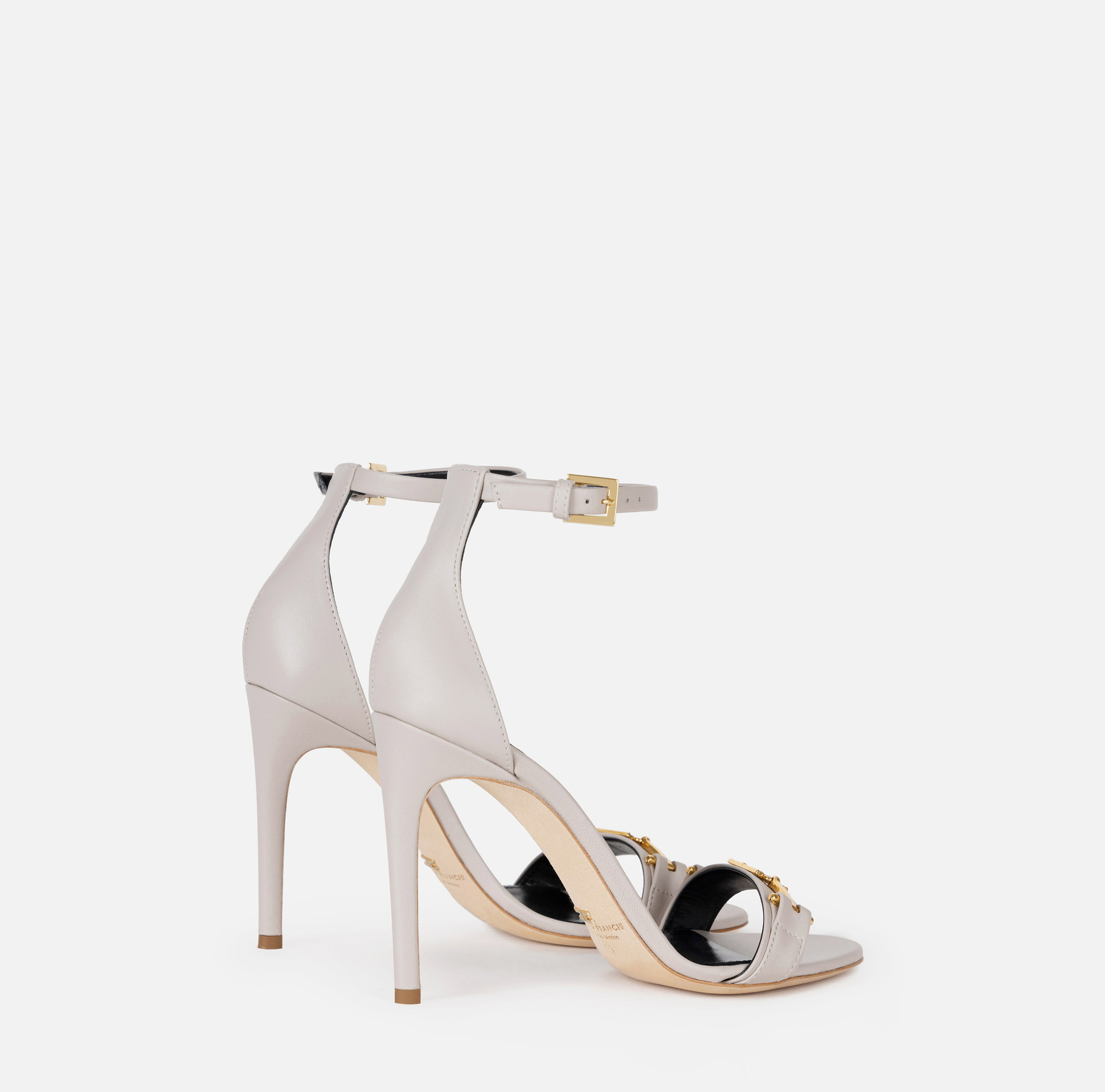 Sandali in pelle con morsetto - Elisabetta Franchi® Outlet