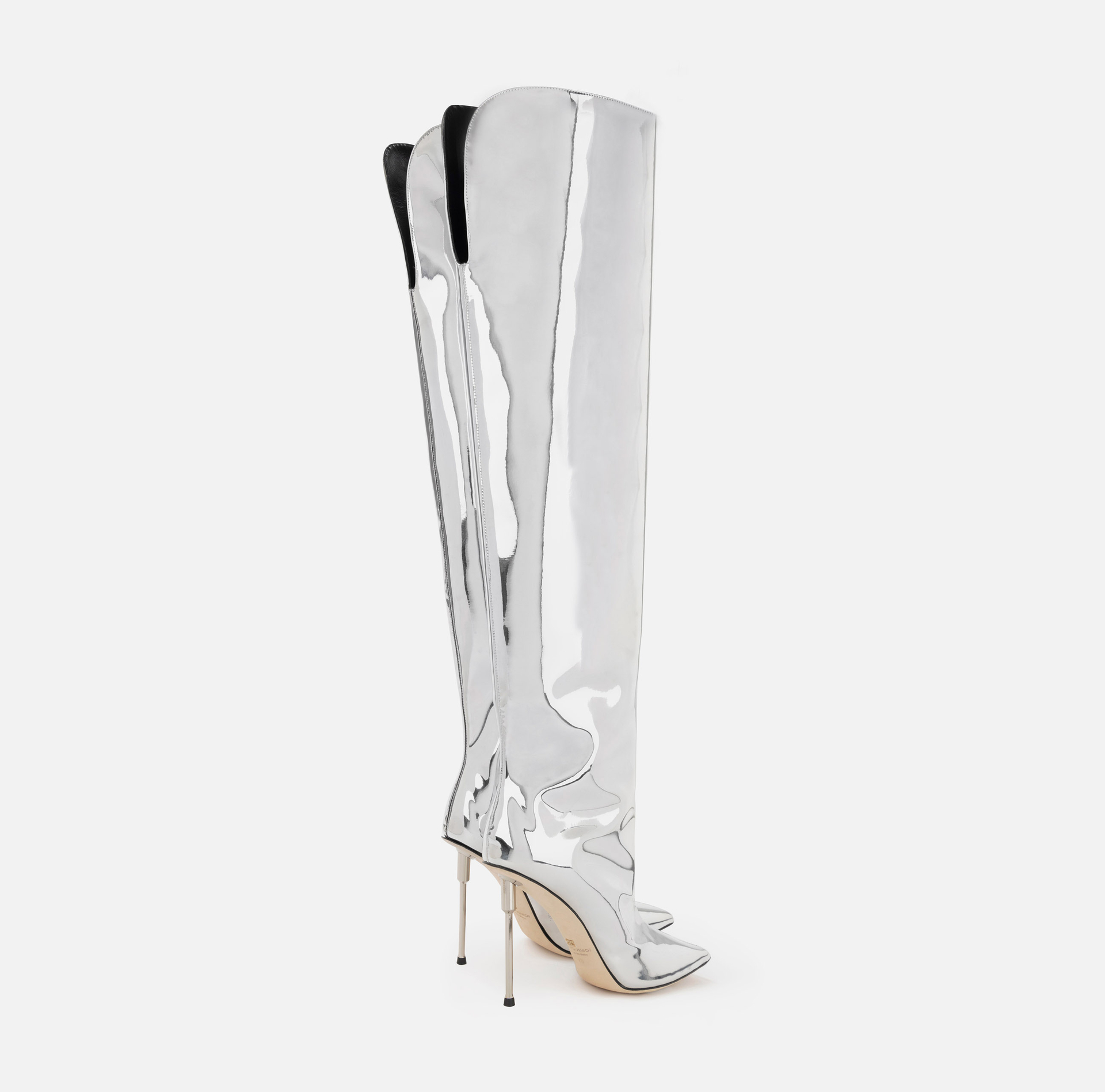 Over-the-knee boots in reflective fabric - Elisabetta Franchi® Outlet