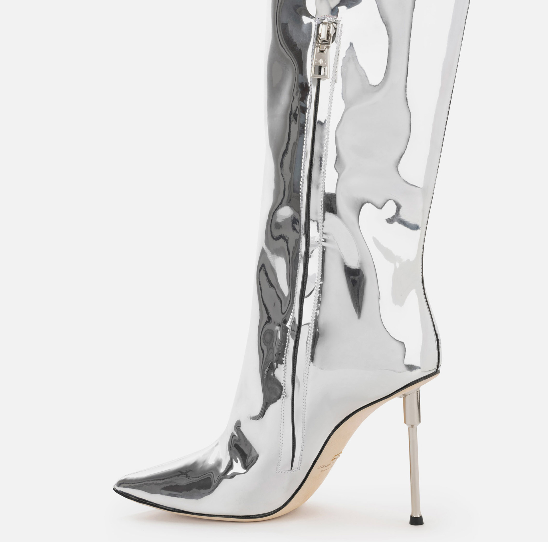 Over-the-knee boots in reflective fabric - Elisabetta Franchi® Outlet