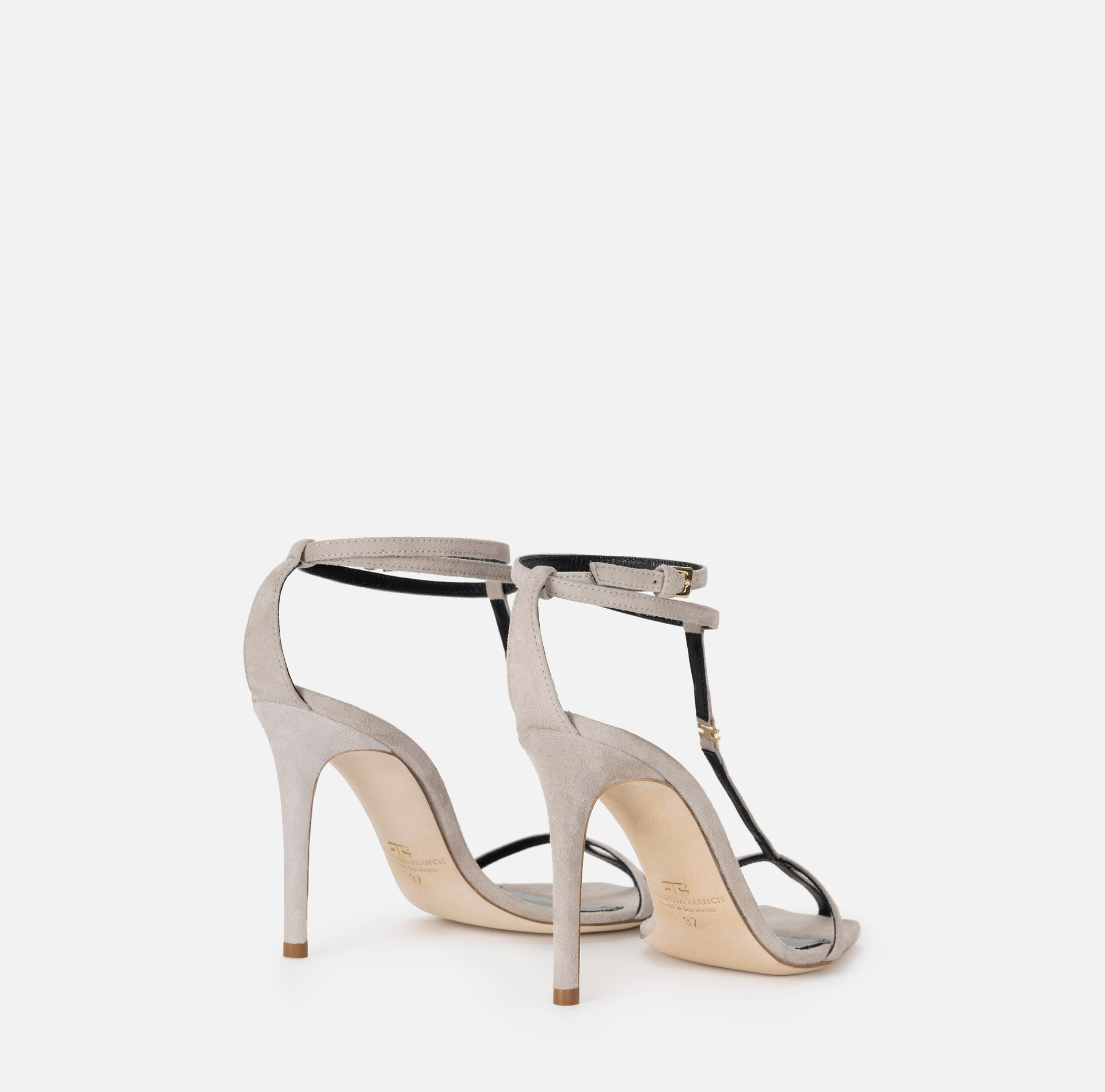 Suede sandals with t-bar - Elisabetta Franchi® Outlet