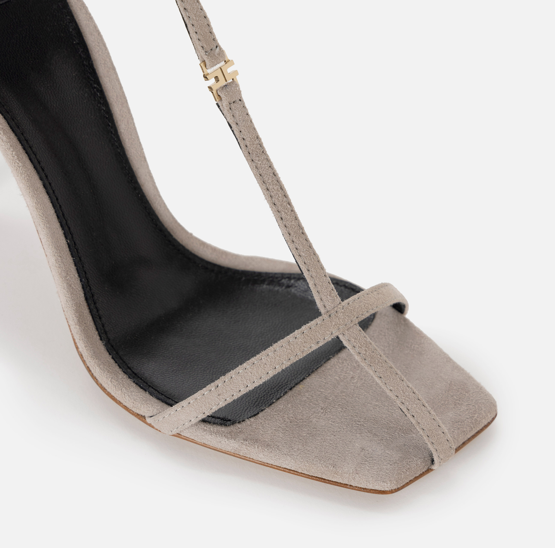 Suede sandals with t-bar - Elisabetta Franchi® Outlet