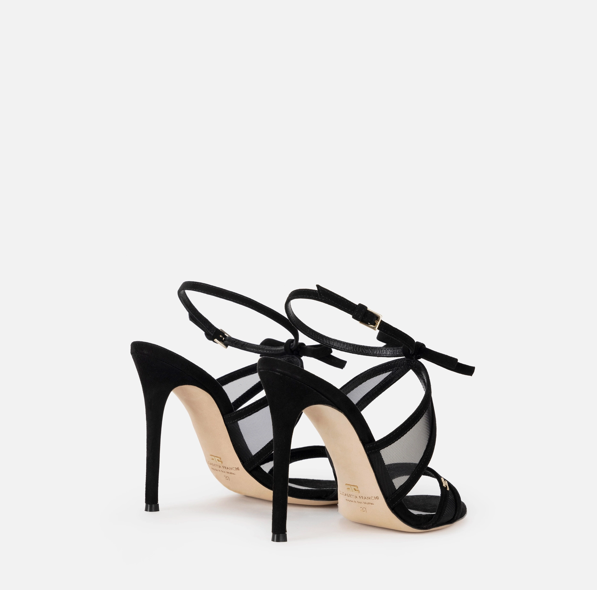 Suede sandals with bow - Elisabetta Franchi® Outlet