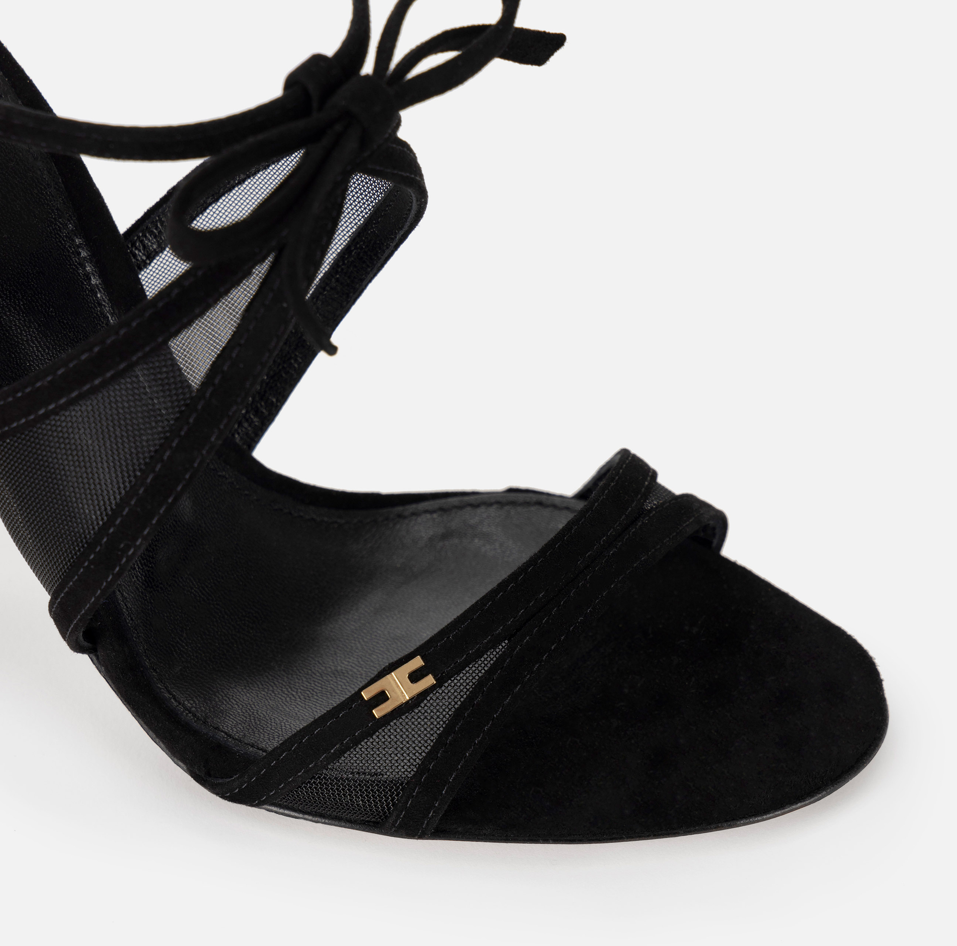 Suede sandals with bow - Elisabetta Franchi® Outlet