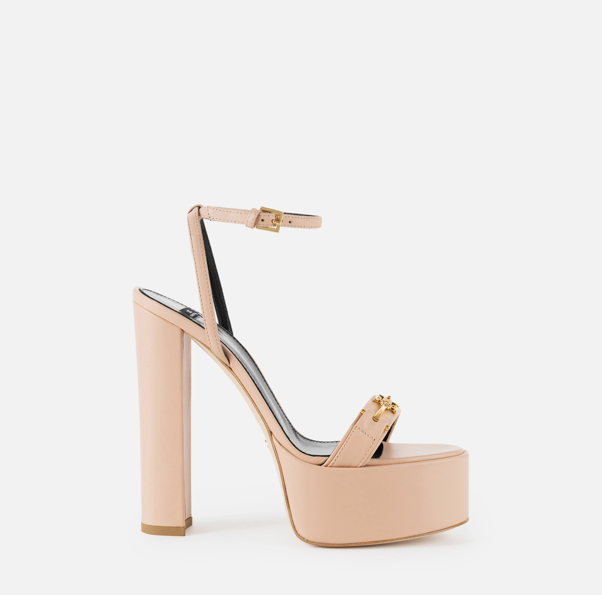 Sandalias de piel con plataforma - Elisabetta Franchi® Outlet