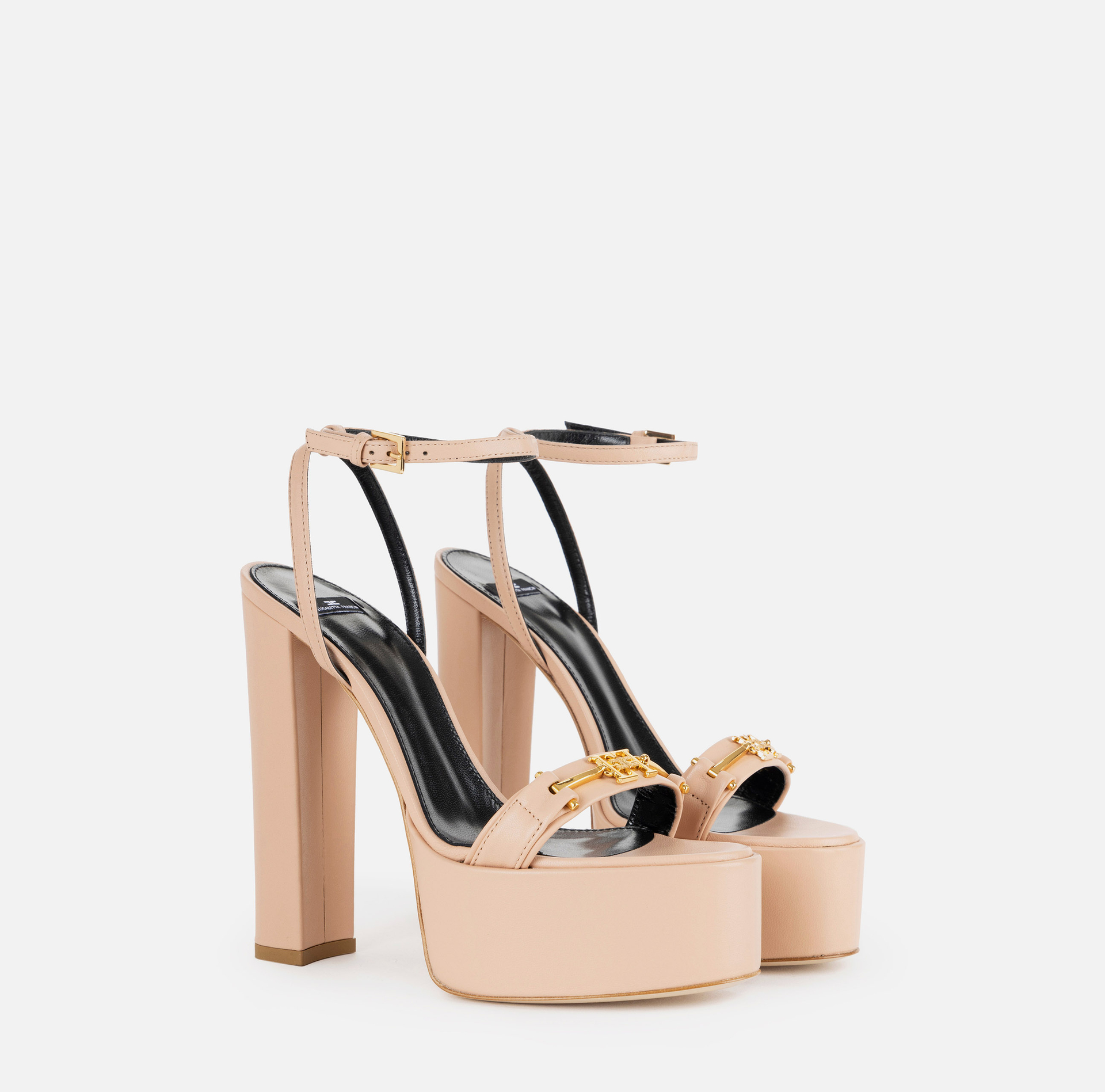 Sandalias de piel con plataforma - Elisabetta Franchi® Outlet