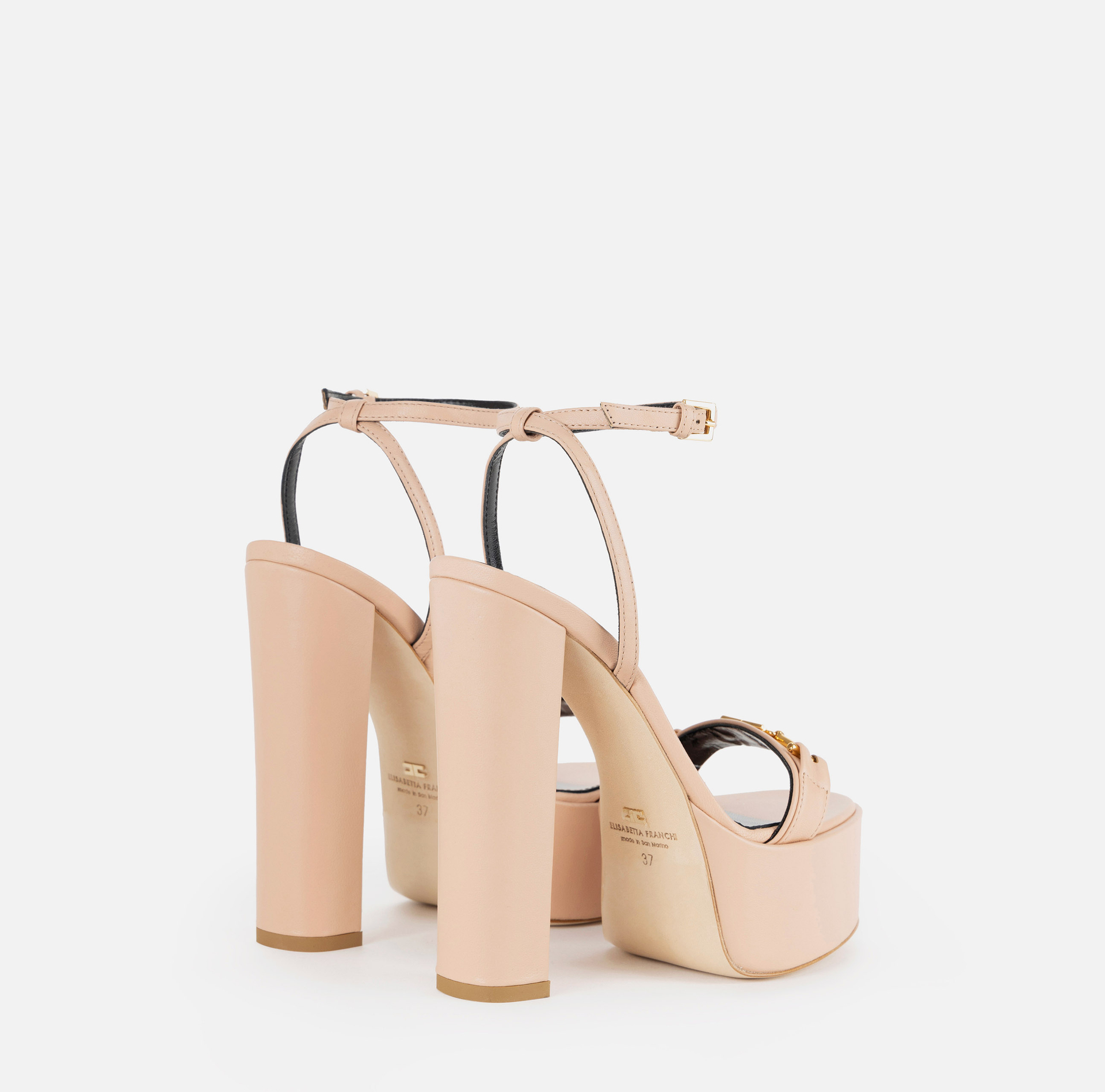 Sandalias de piel con plataforma - Elisabetta Franchi® Outlet