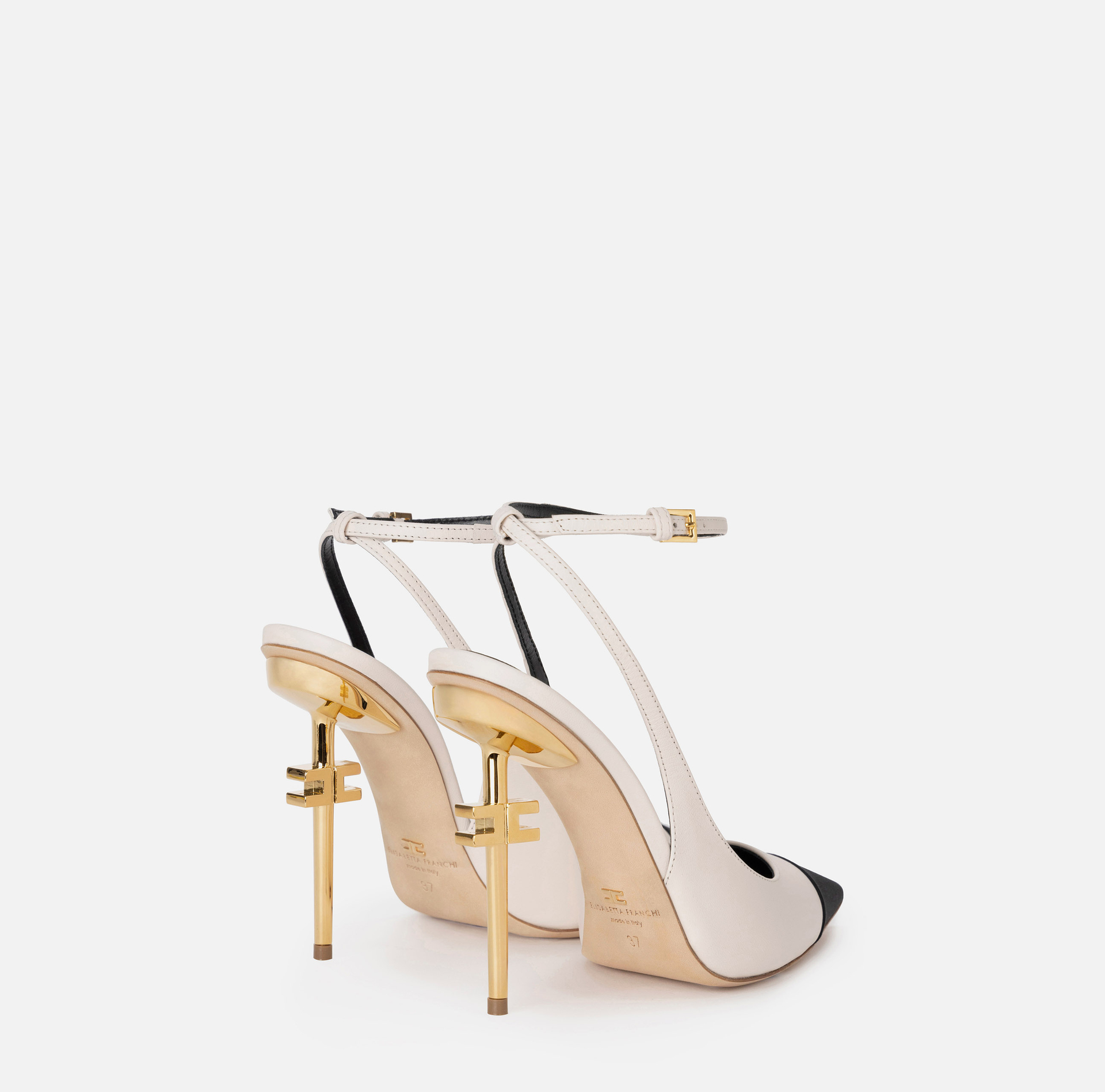 Slingback in nappa con tacco scultura - Elisabetta Franchi® Outlet