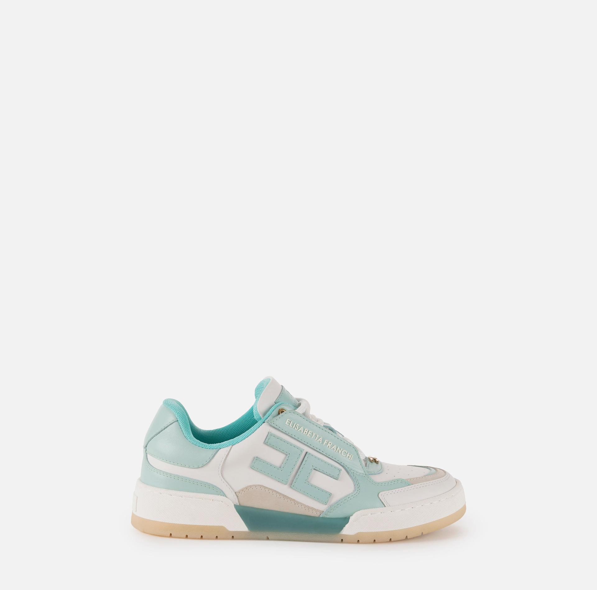 Leather sneakers with embroidered logo - Elisabetta Franchi® Outlet