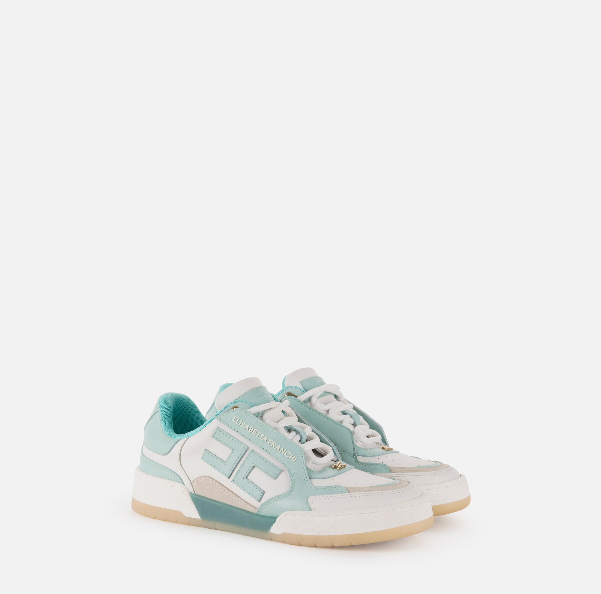 Leather sneakers with embroidered logo - Elisabetta Franchi® Outlet