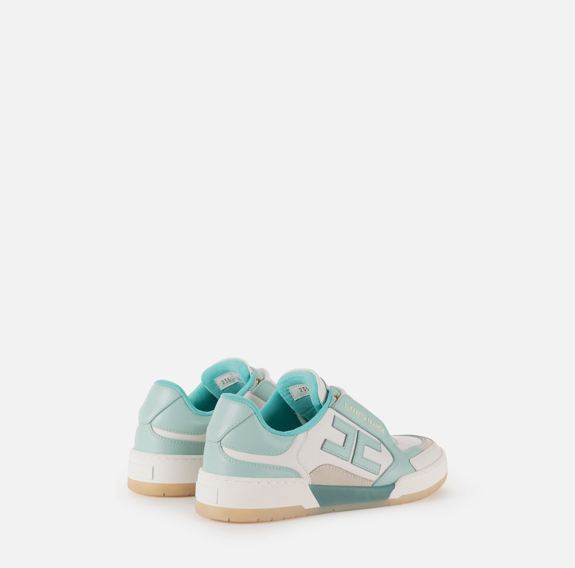 Leather sneakers with embroidered logo - Elisabetta Franchi® Outlet