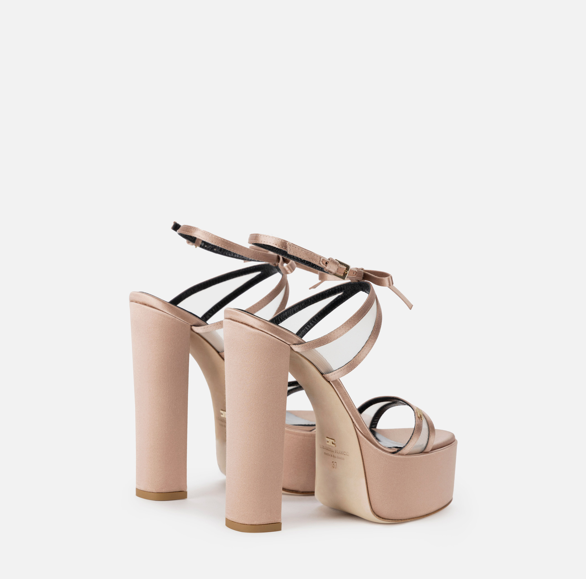 Satin platform sandals with bow - Elisabetta Franchi® Outlet