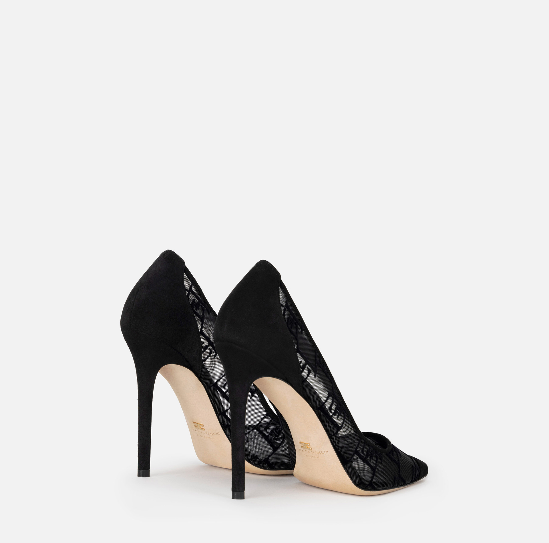 Décolleté in camoscio e flock - Elisabetta Franchi® Outlet
