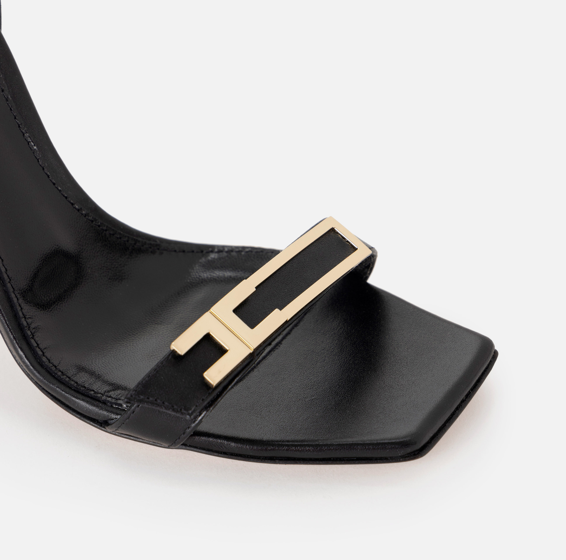 Sandales en cuir avec plaque logo - Elisabetta Franchi® Outlet
