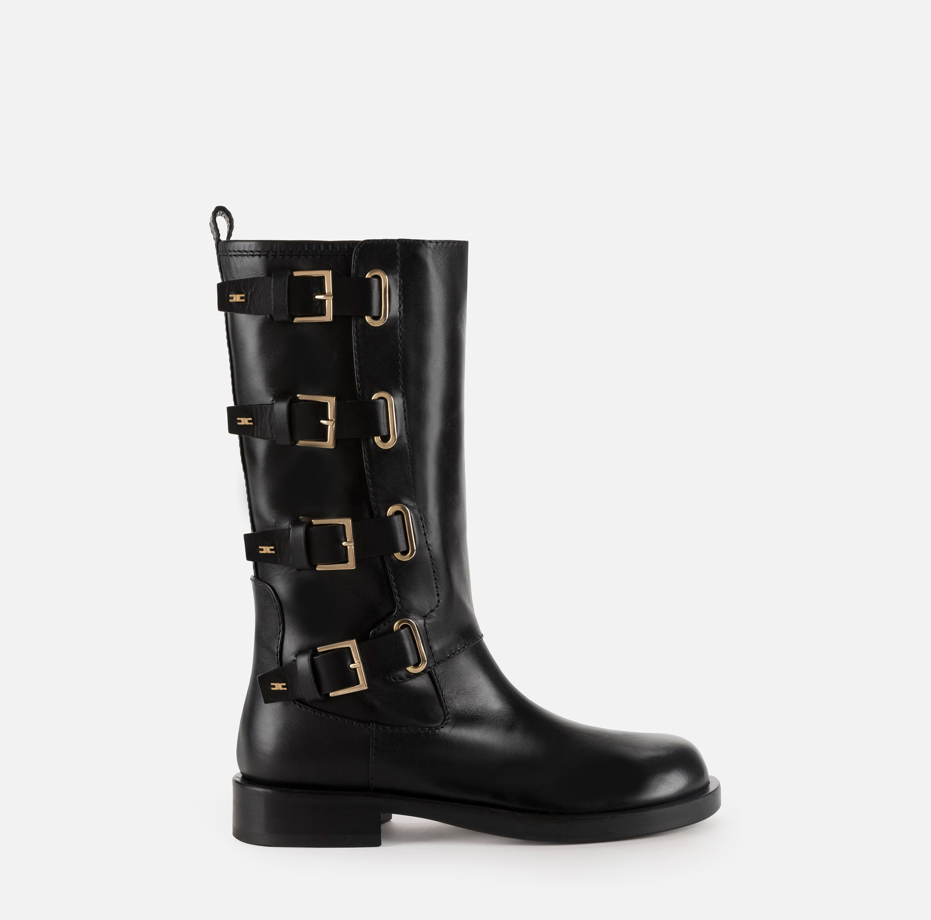 Botas biker de piel con hebillas | Elisabetta Franchi® Outlet