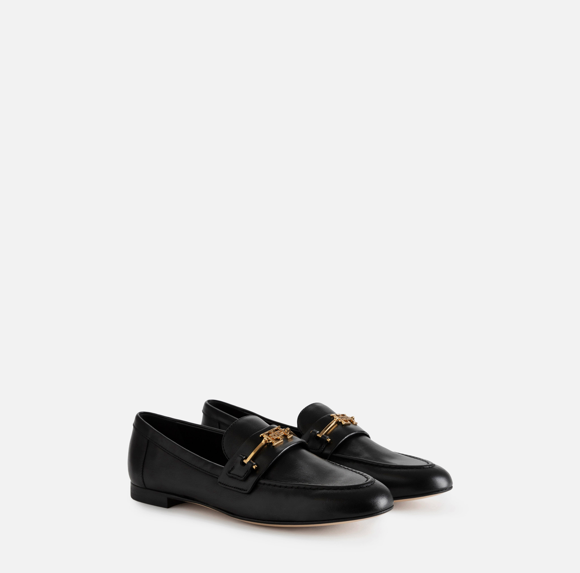 Leather loafers with horsebit - Elisabetta Franchi® Outlet