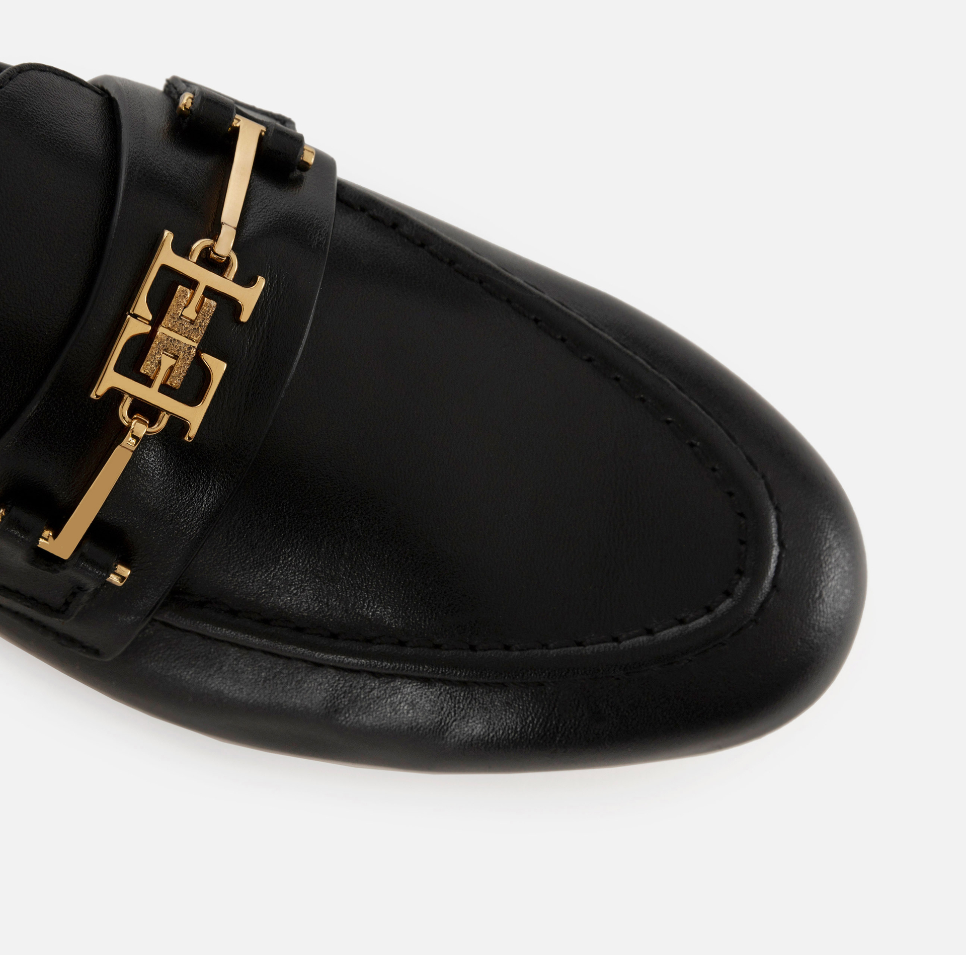 Leather loafers with horsebit - Elisabetta Franchi® Outlet