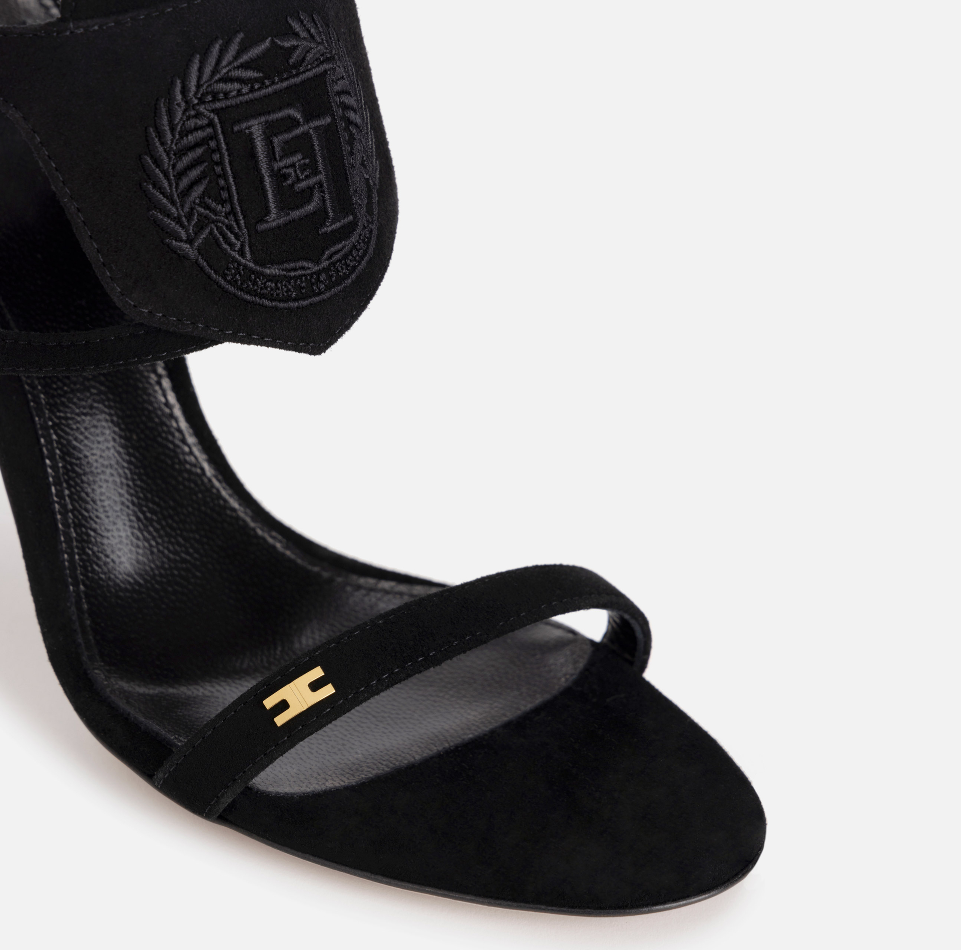Suede sandal with sculpted heel - Elisabetta Franchi® Outlet