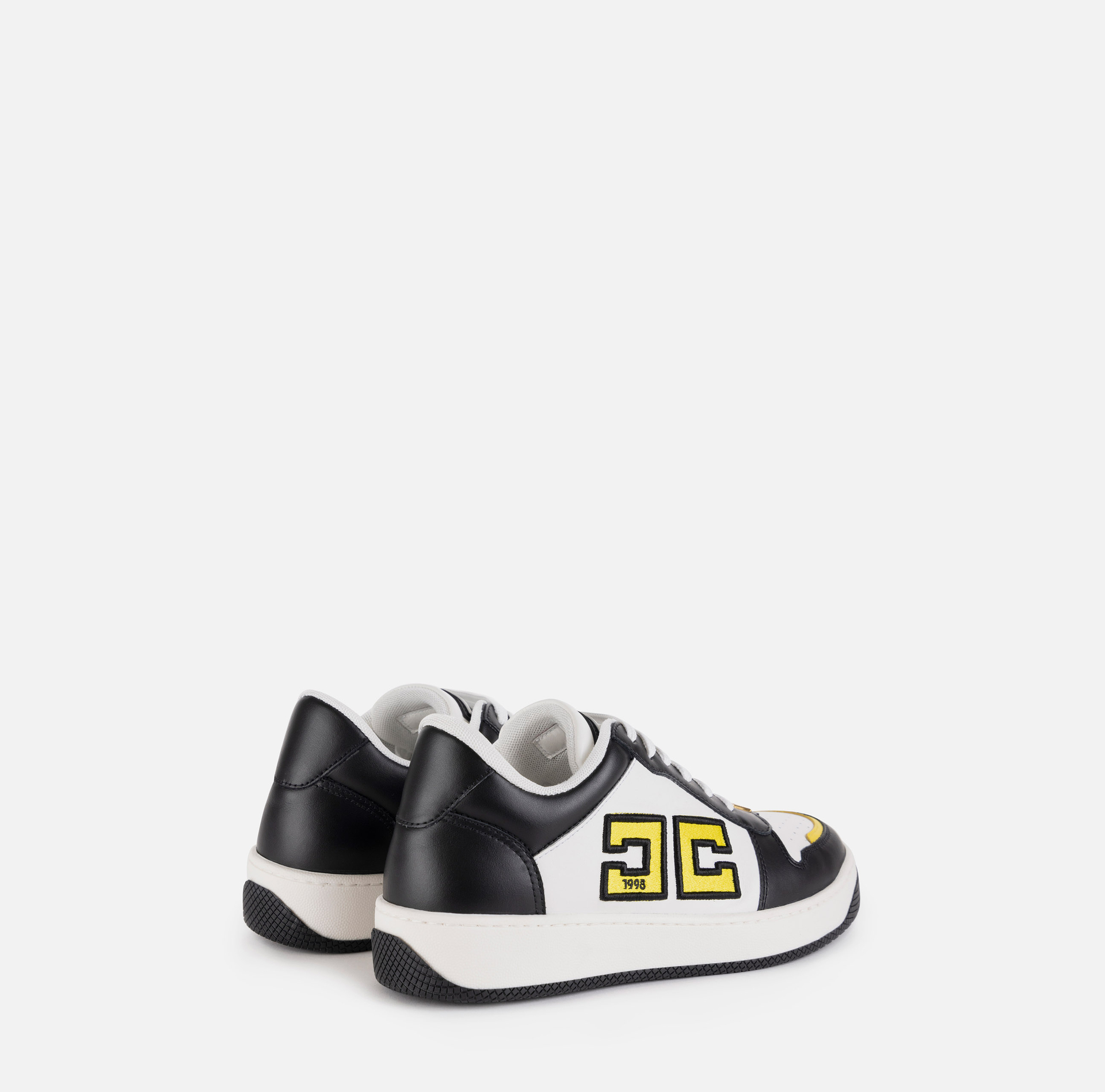 Sneakers in pelle logo bicolor - Elisabetta Franchi® Outlet