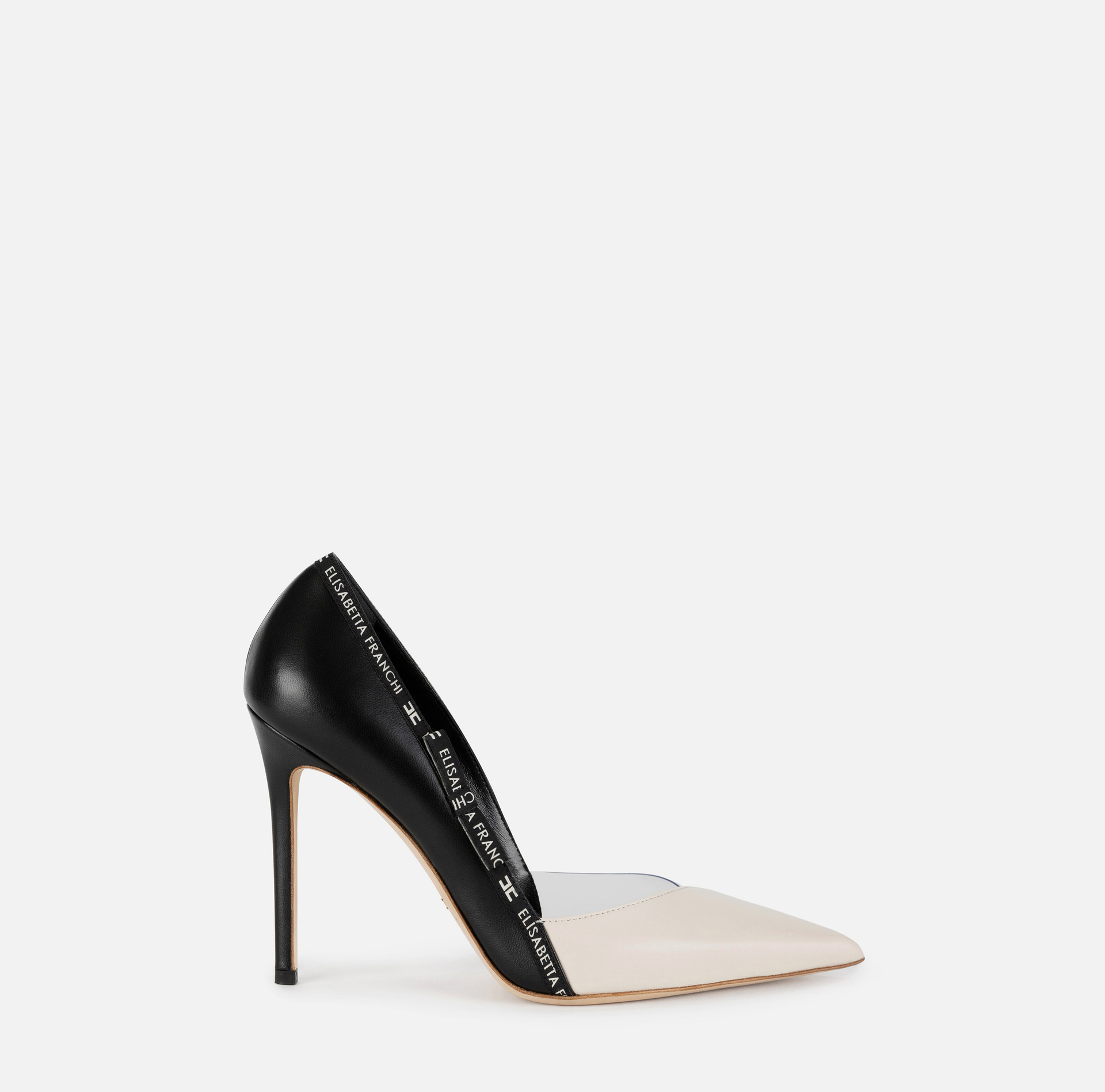 Escarpins en cuir avec ruban logoté - Elisabetta Franchi® Outlet