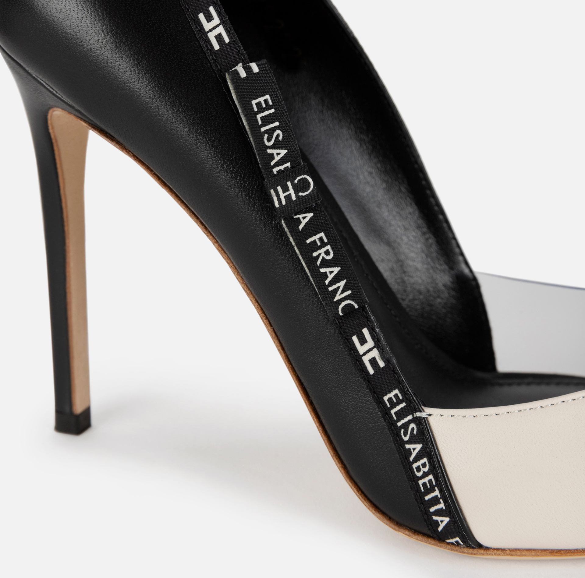 Escarpins en cuir avec ruban logoté - Elisabetta Franchi® Outlet