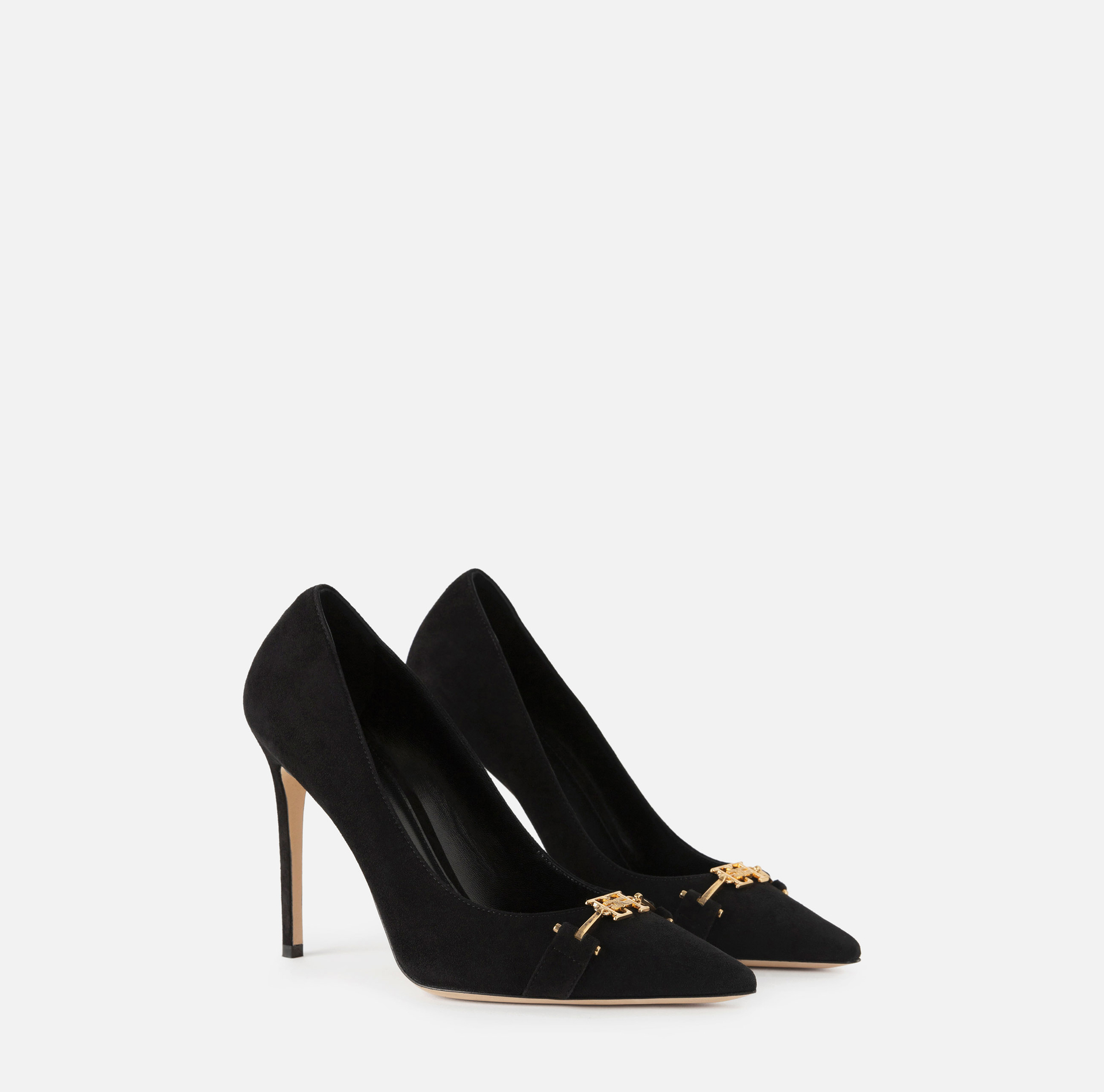 Décolleté in camoscio con morsetto - Elisabetta Franchi® Outlet