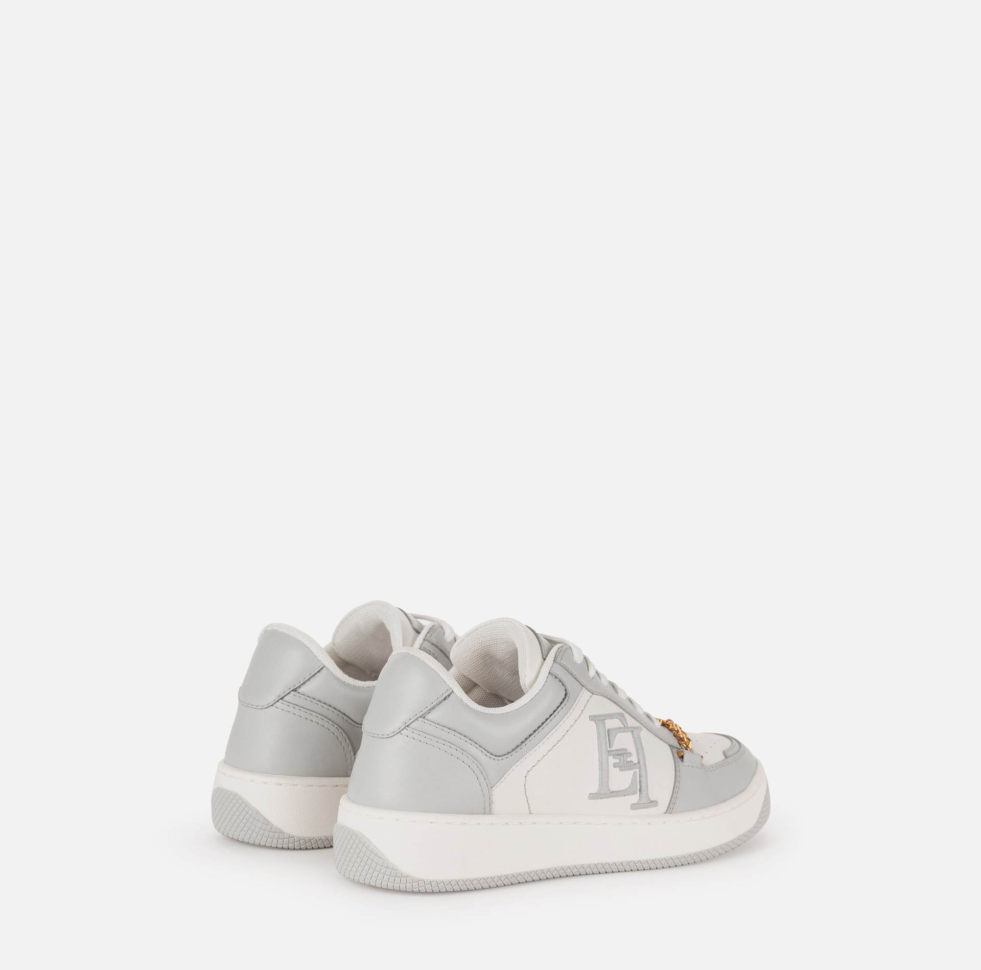 Leather sneakers with embroidered logo - Elisabetta Franchi® Outlet