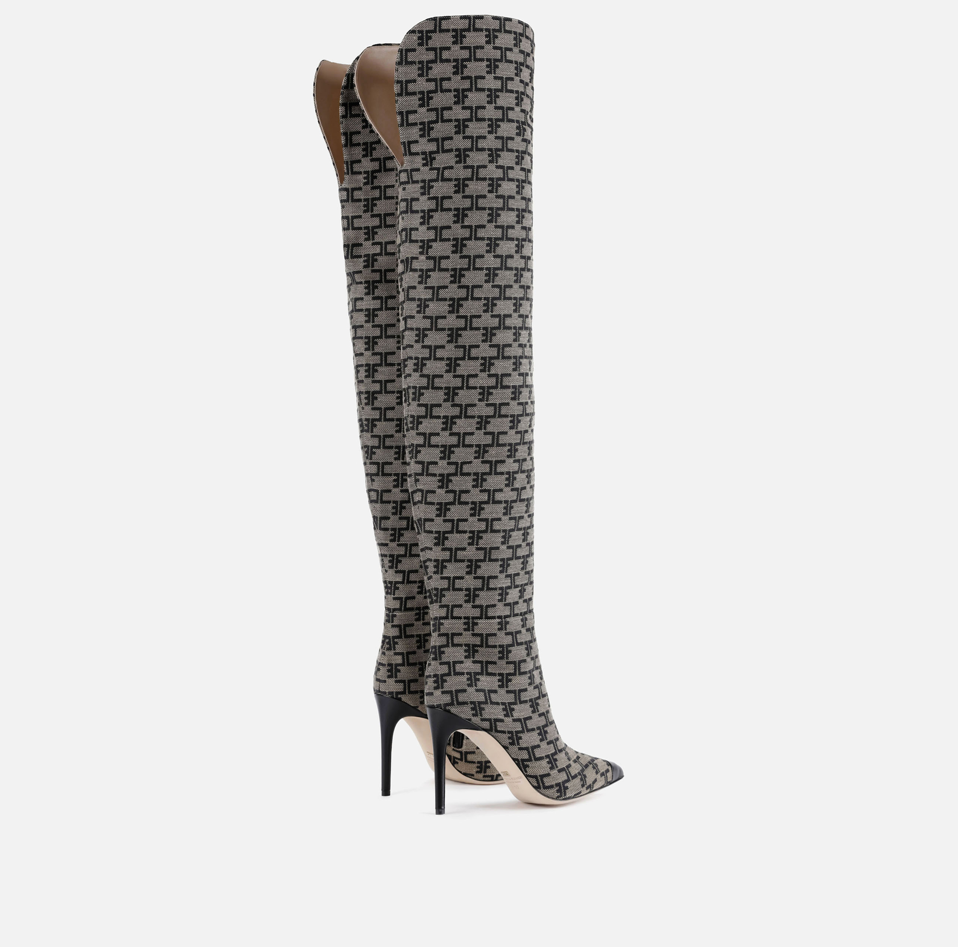 Monogram cuissardes boots - Elisabetta Franchi® Outlet