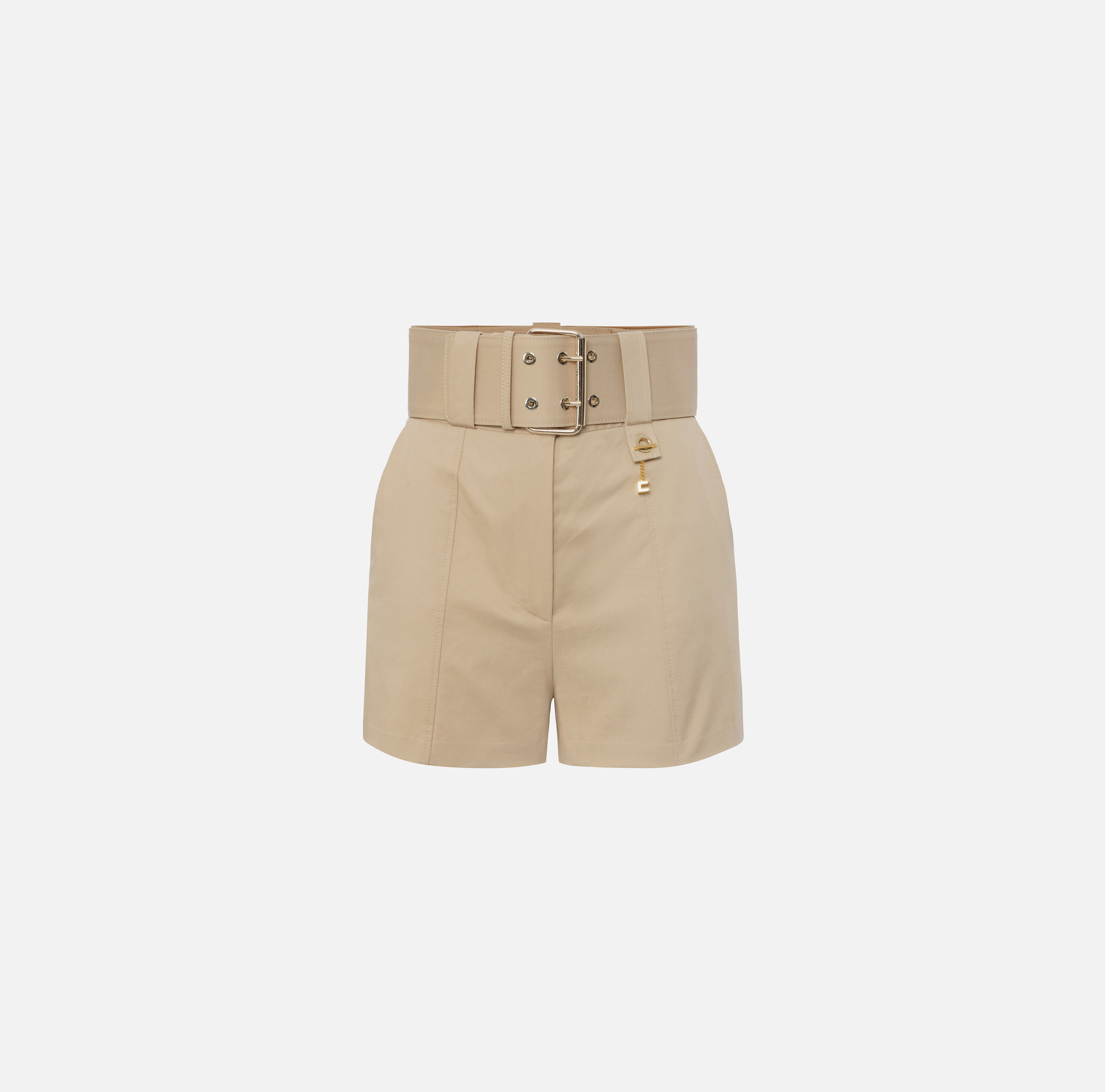 Shorts in cotone stretch con cintura - Elisabetta Franchi® Outlet