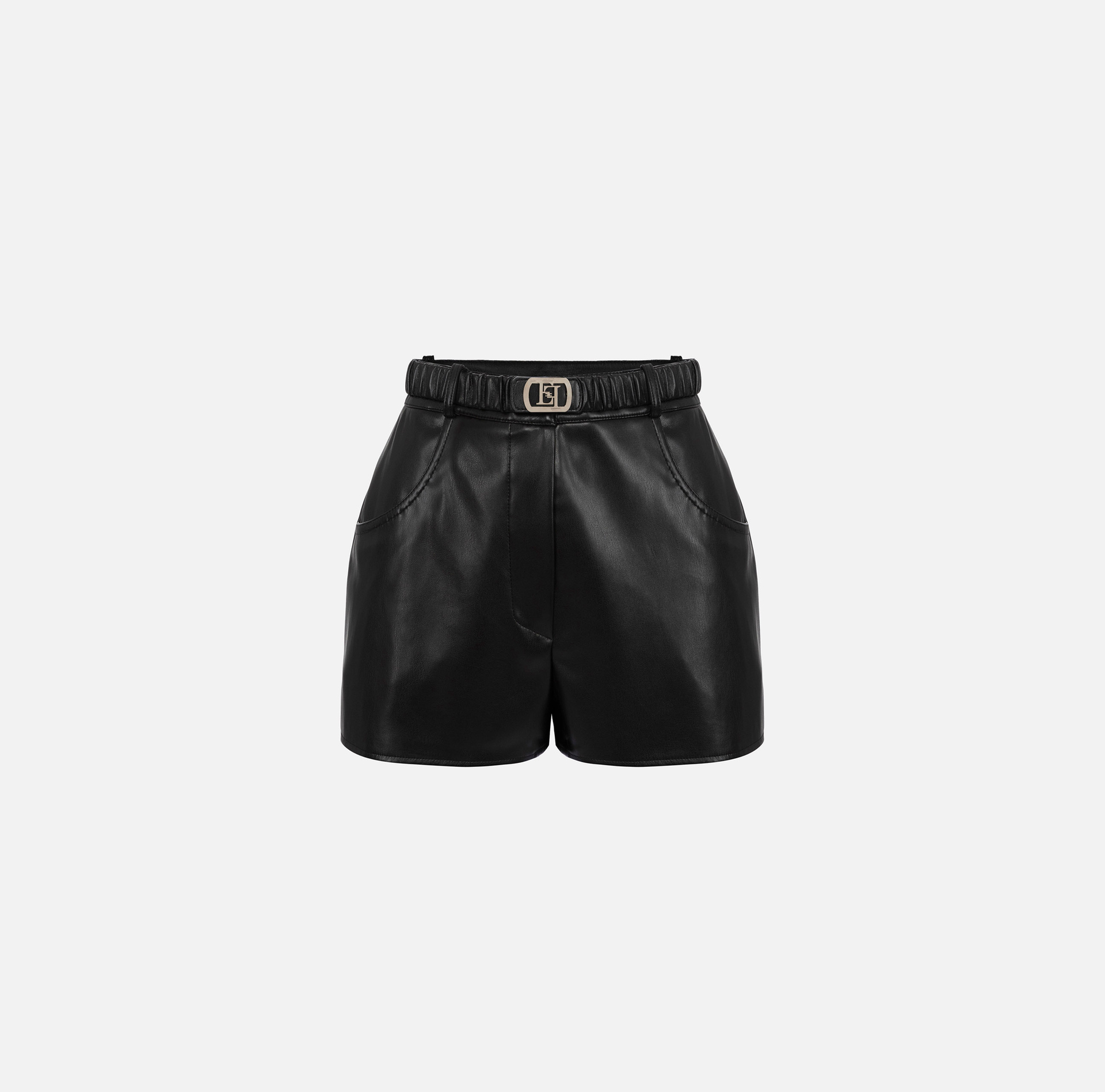 Shorts in synthetic material with belt - Elisabetta Franchi® Outlet