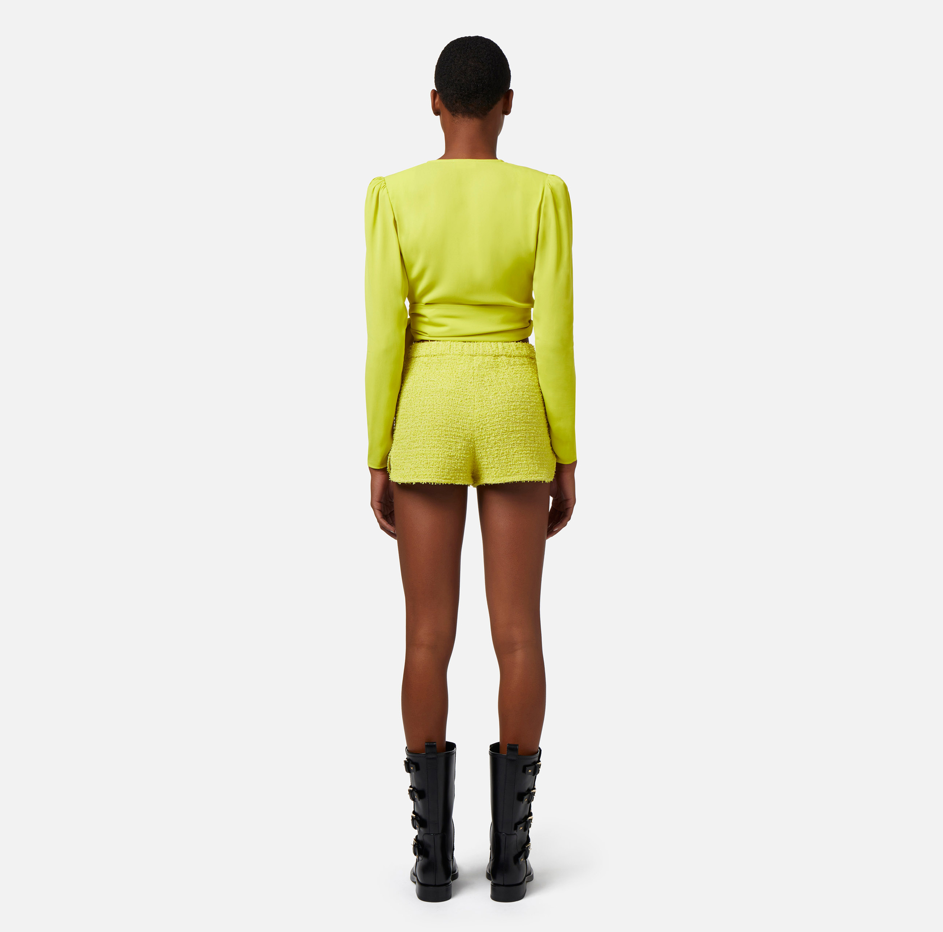 Shorts in tweed con maxi catena - Elisabetta Franchi® Outlet