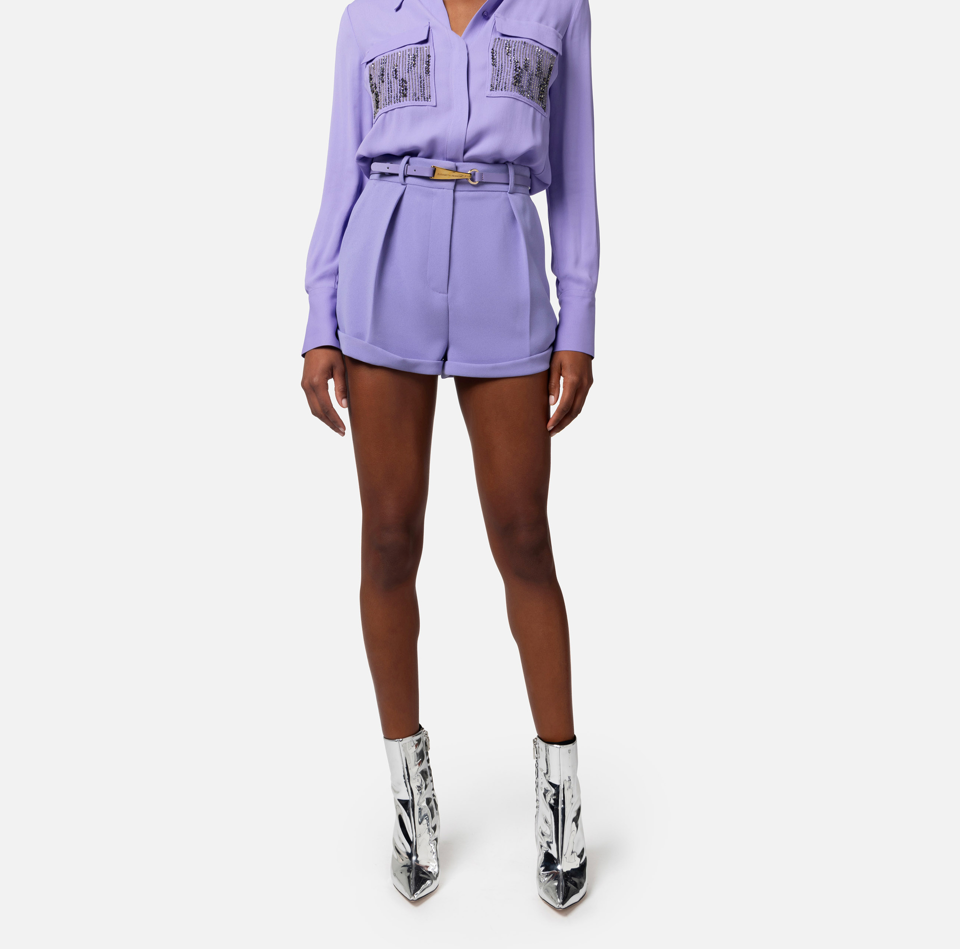 Crêpe shorts with snap hook - Elisabetta Franchi® Outlet