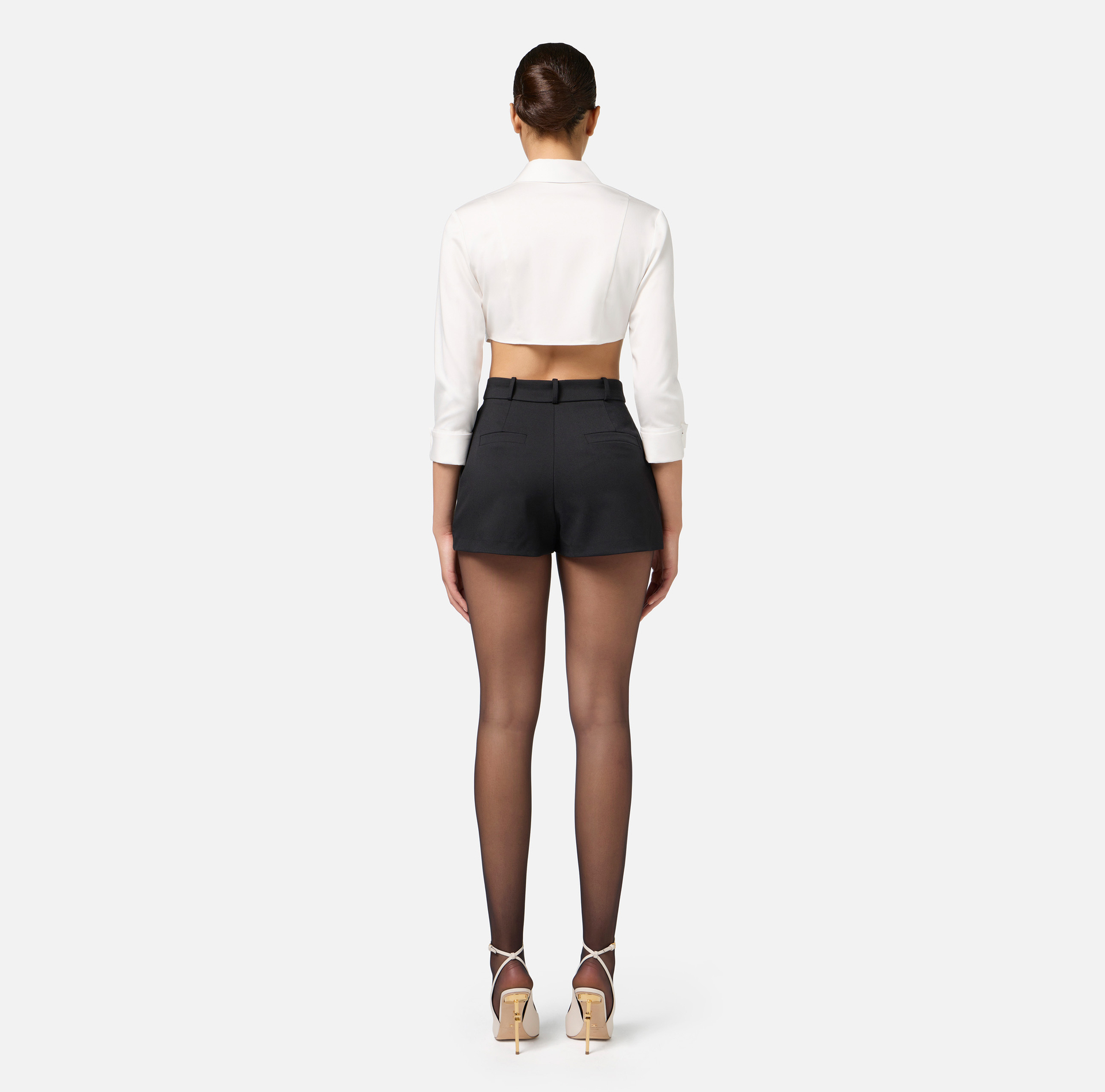 Cool wool shorts with pocket bag - Elisabetta Franchi® Outlet