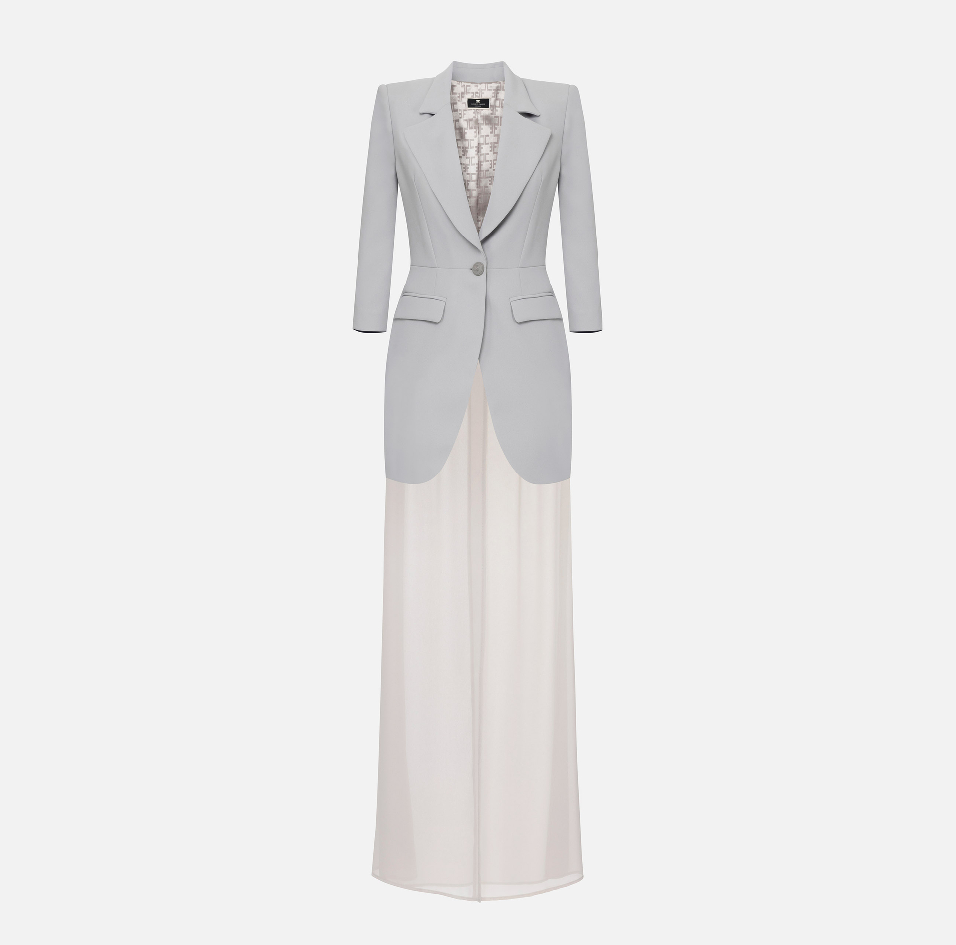 Crêpe jacket and georgette skirt outfit - Elisabetta Franchi® Outlet