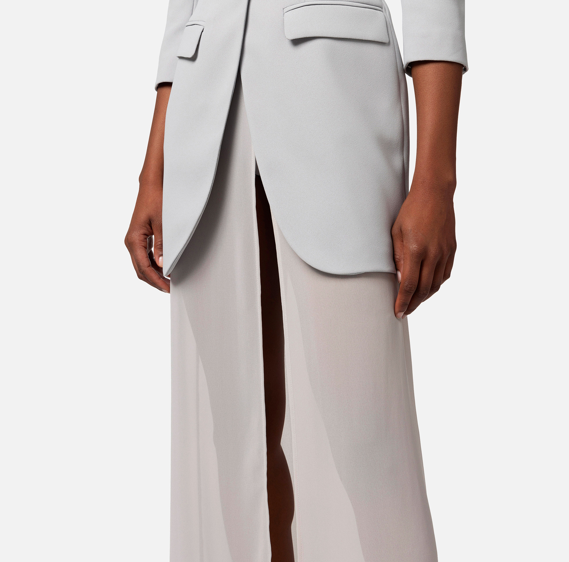 Crêpe jacket and georgette skirt outfit - Elisabetta Franchi® Outlet