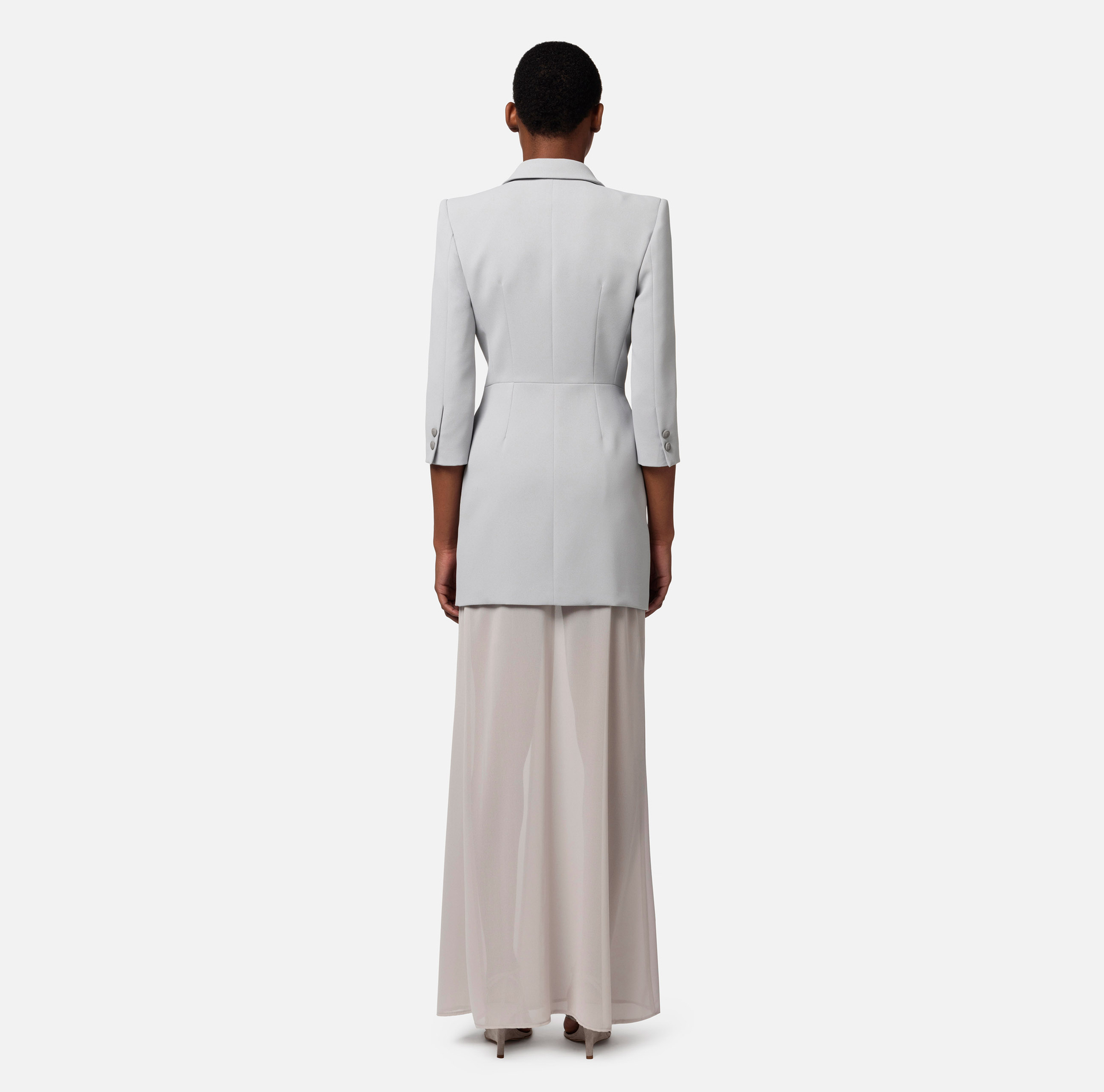 Crêpe jacket and georgette skirt outfit - Elisabetta Franchi® Outlet