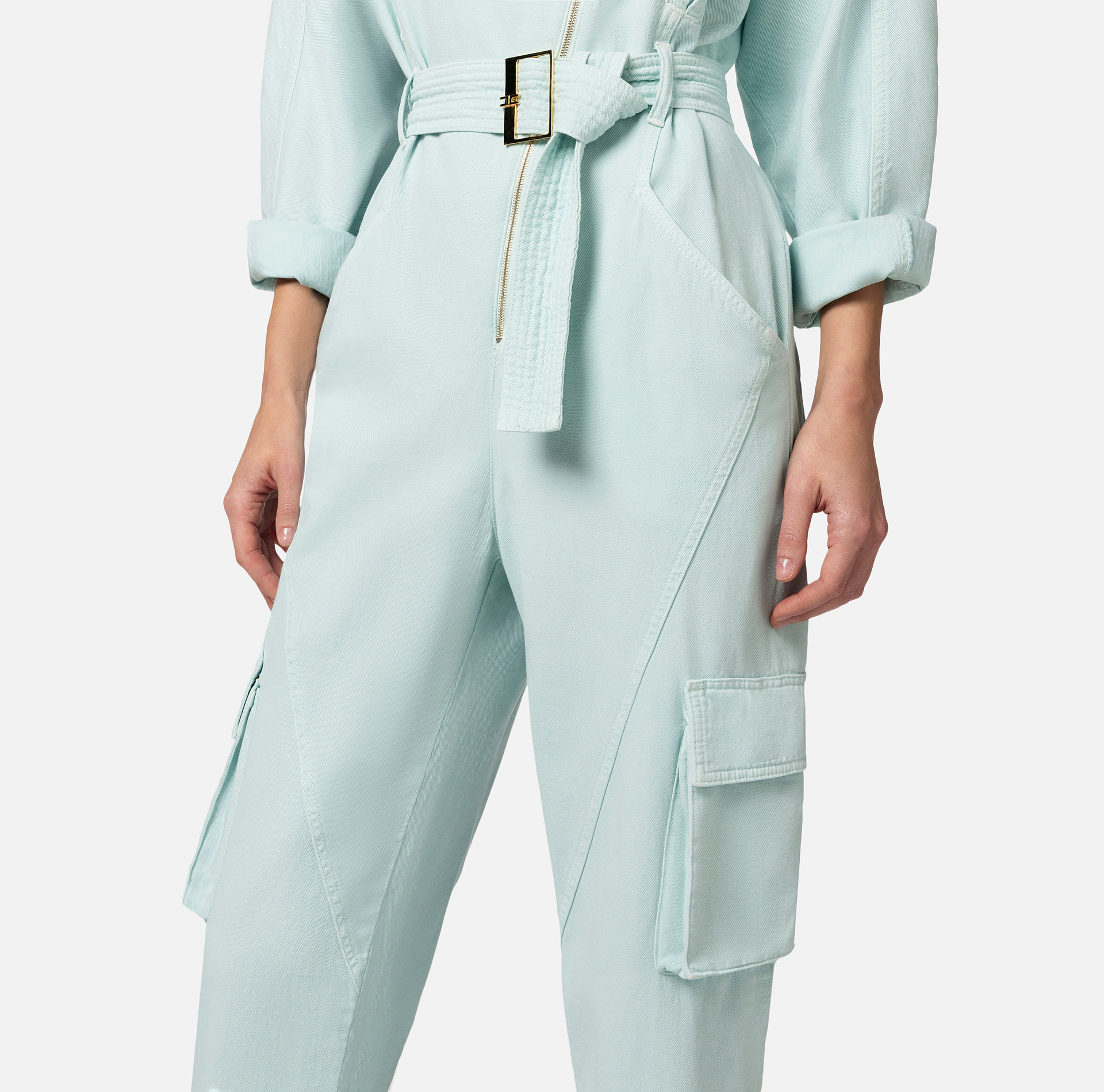 Cargo denim jumpsuit - Elisabetta Franchi® Outlet