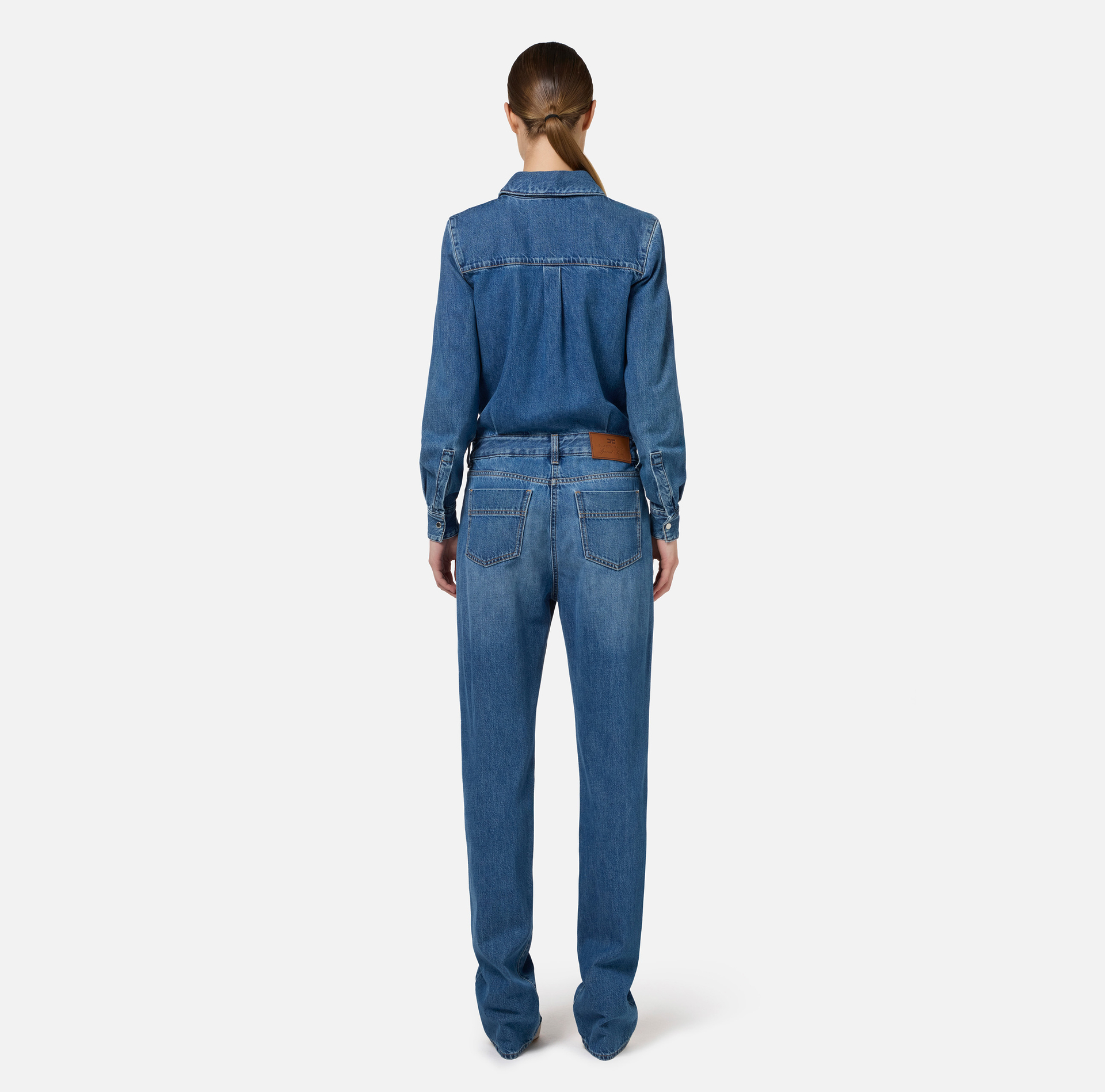 Combinaison en denim avec chemise - Elisabetta Franchi® Outlet
