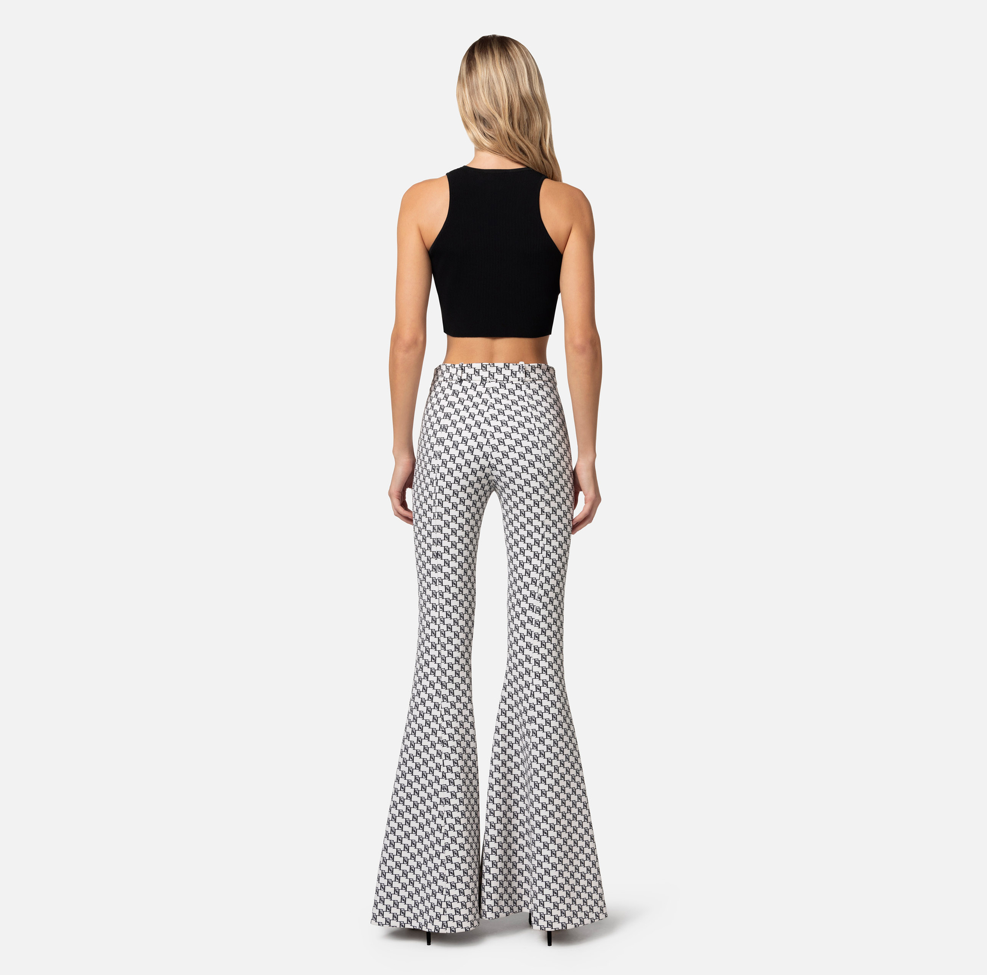 Viscose cropped top with lettering - Elisabetta Franchi® Outlet