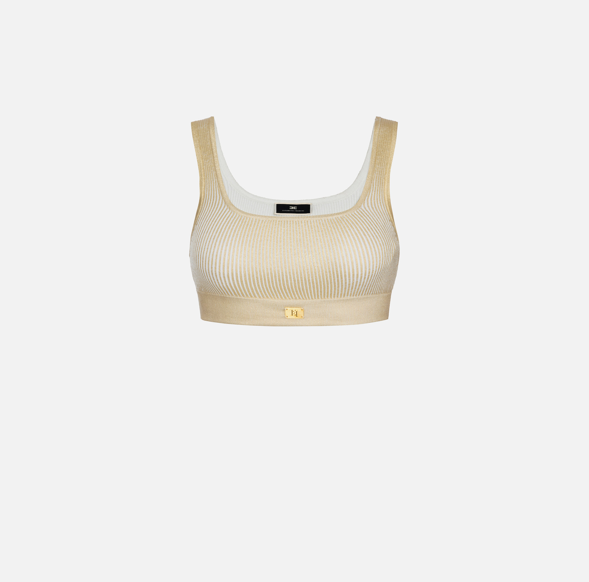 Top cropped en viscose laminée - Elisabetta Franchi® Outlet