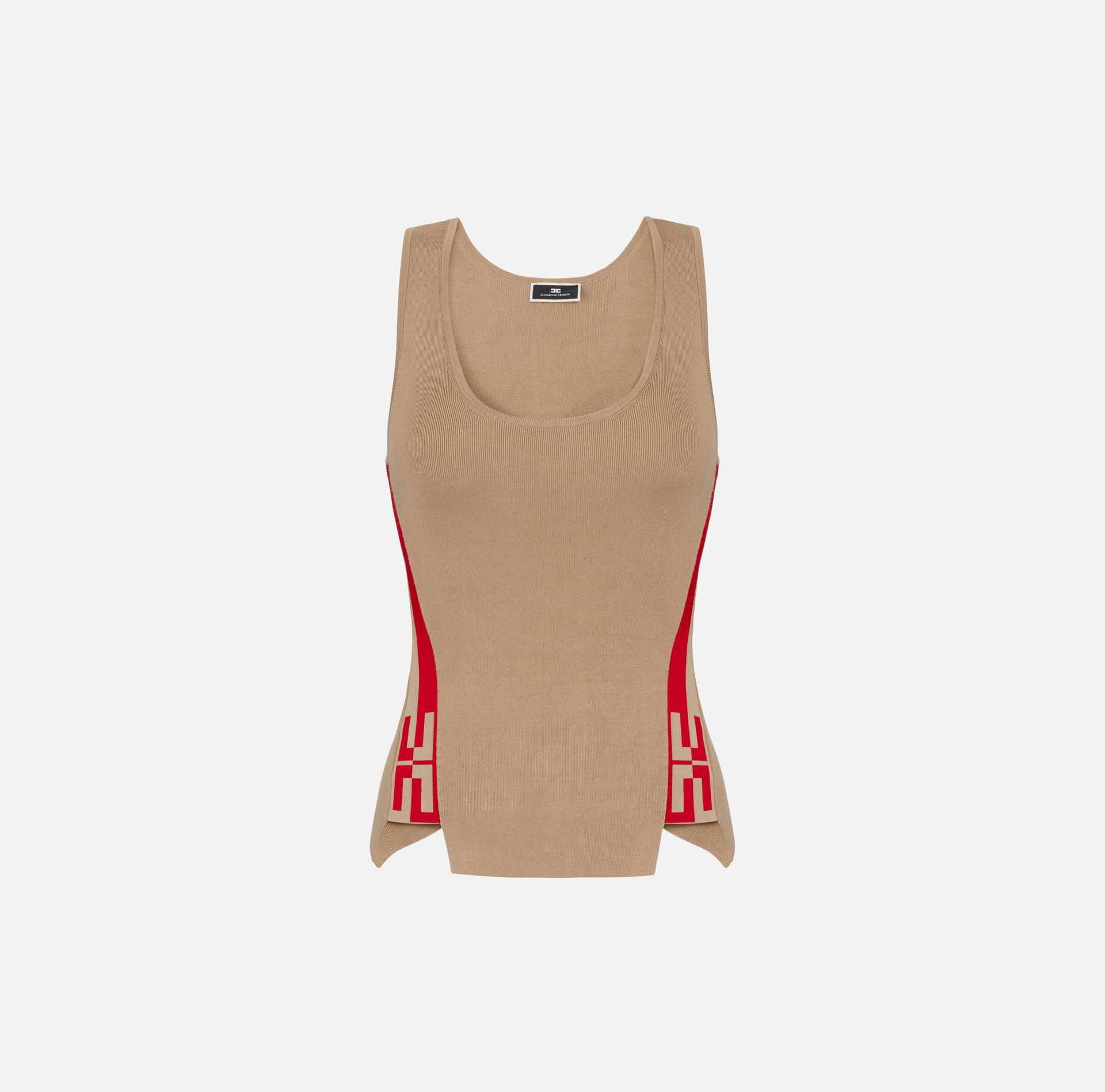Top de viscosa con bandas de logotipo - Elisabetta Franchi® Outlet