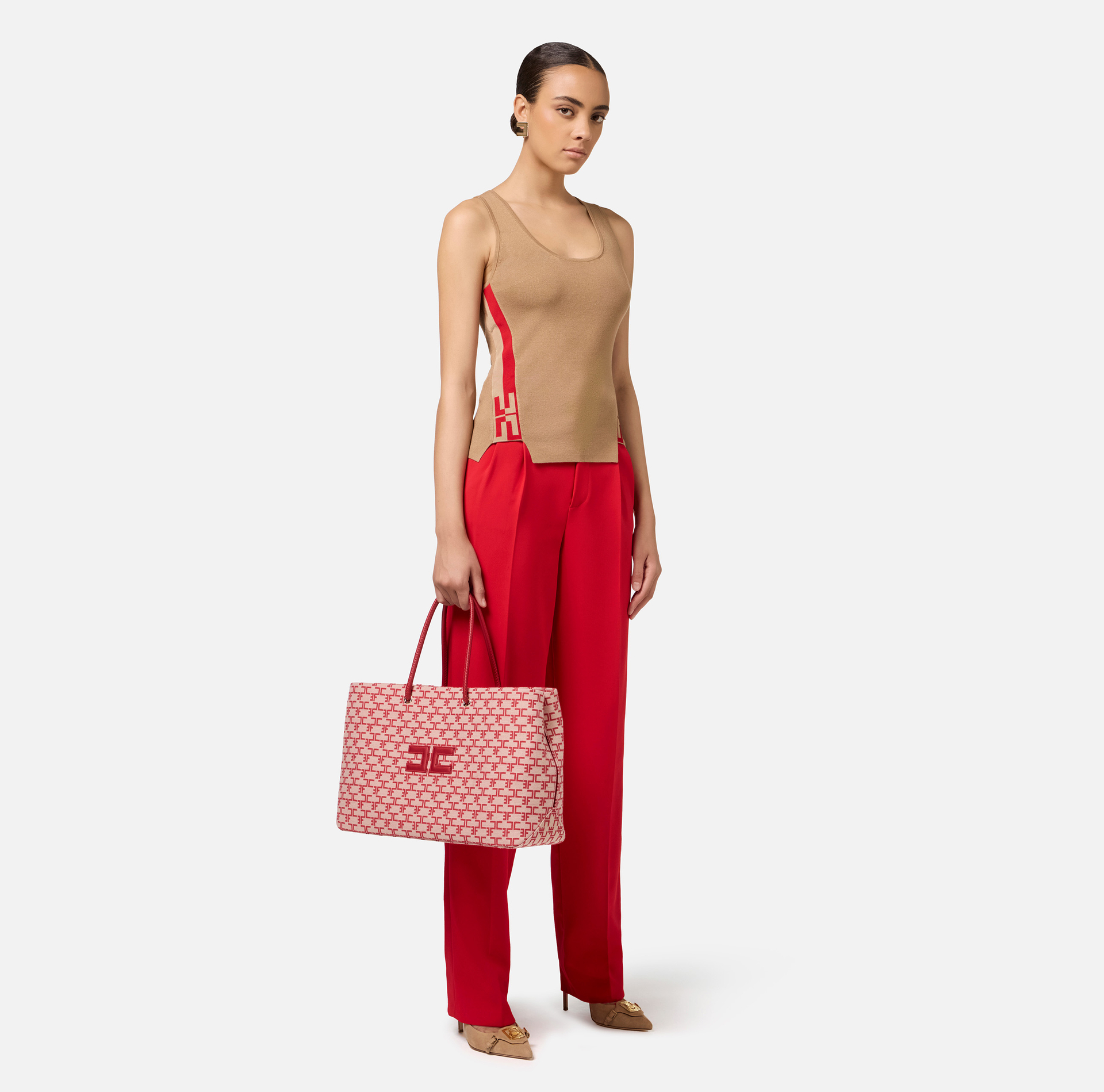 Top de viscosa con bandas de logotipo - Elisabetta Franchi® Outlet