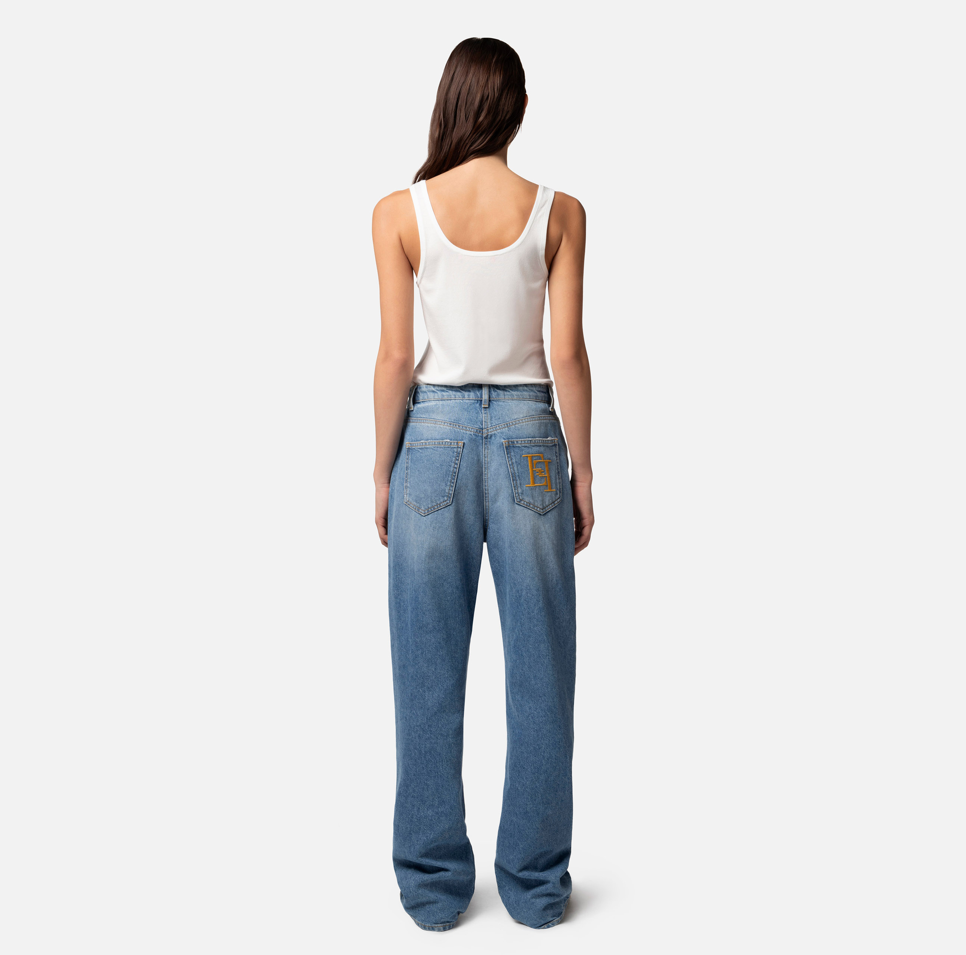Rayon top with logo - Elisabetta Franchi® Outlet