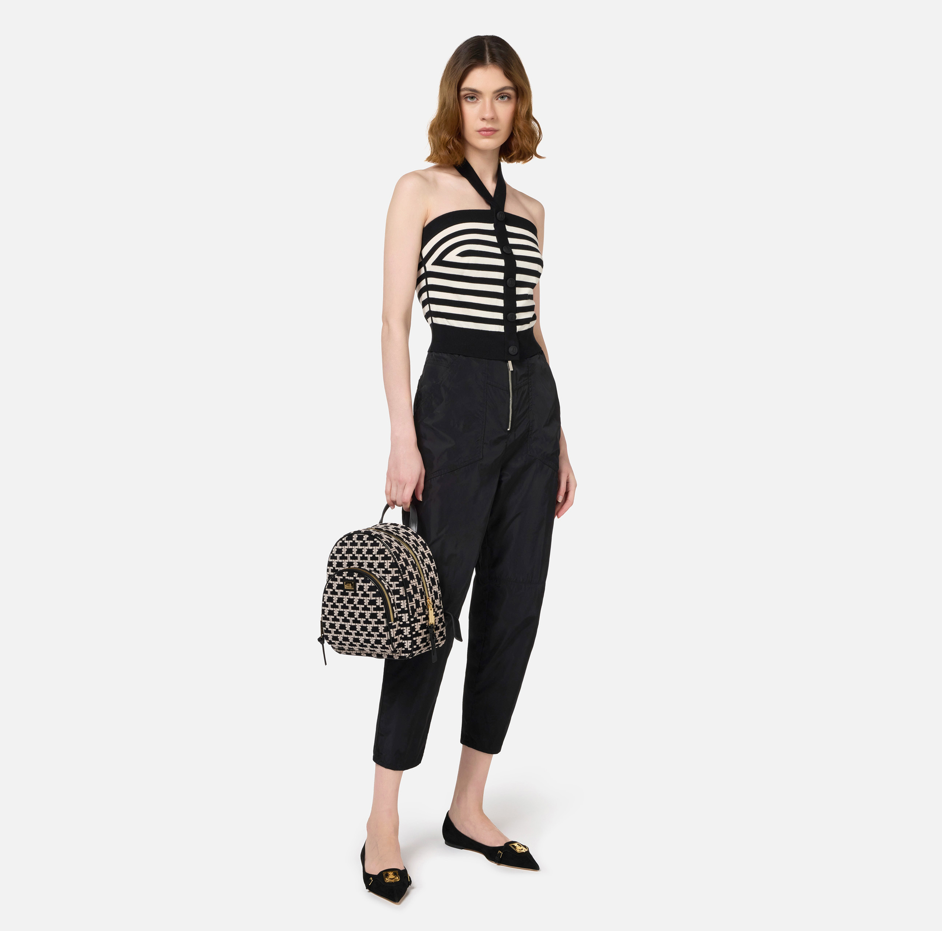 Top in lana a righe - Elisabetta Franchi® Outlet