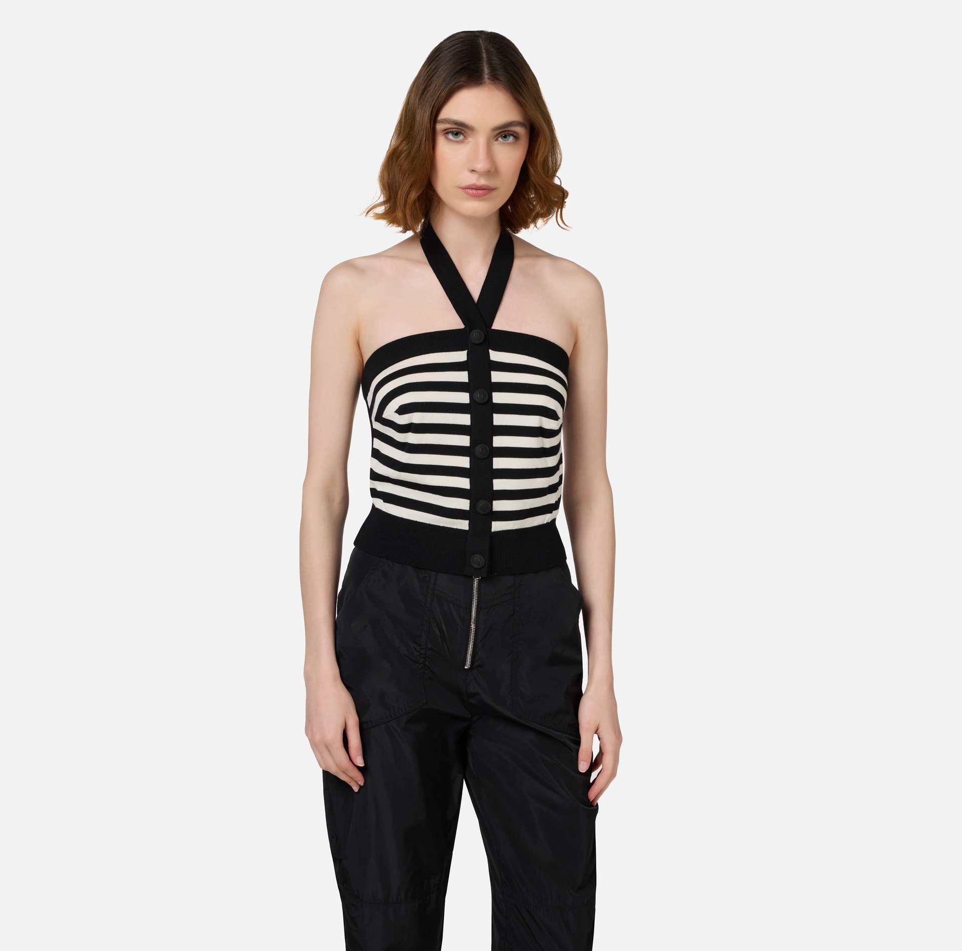 Top in lana a righe - Elisabetta Franchi® Outlet