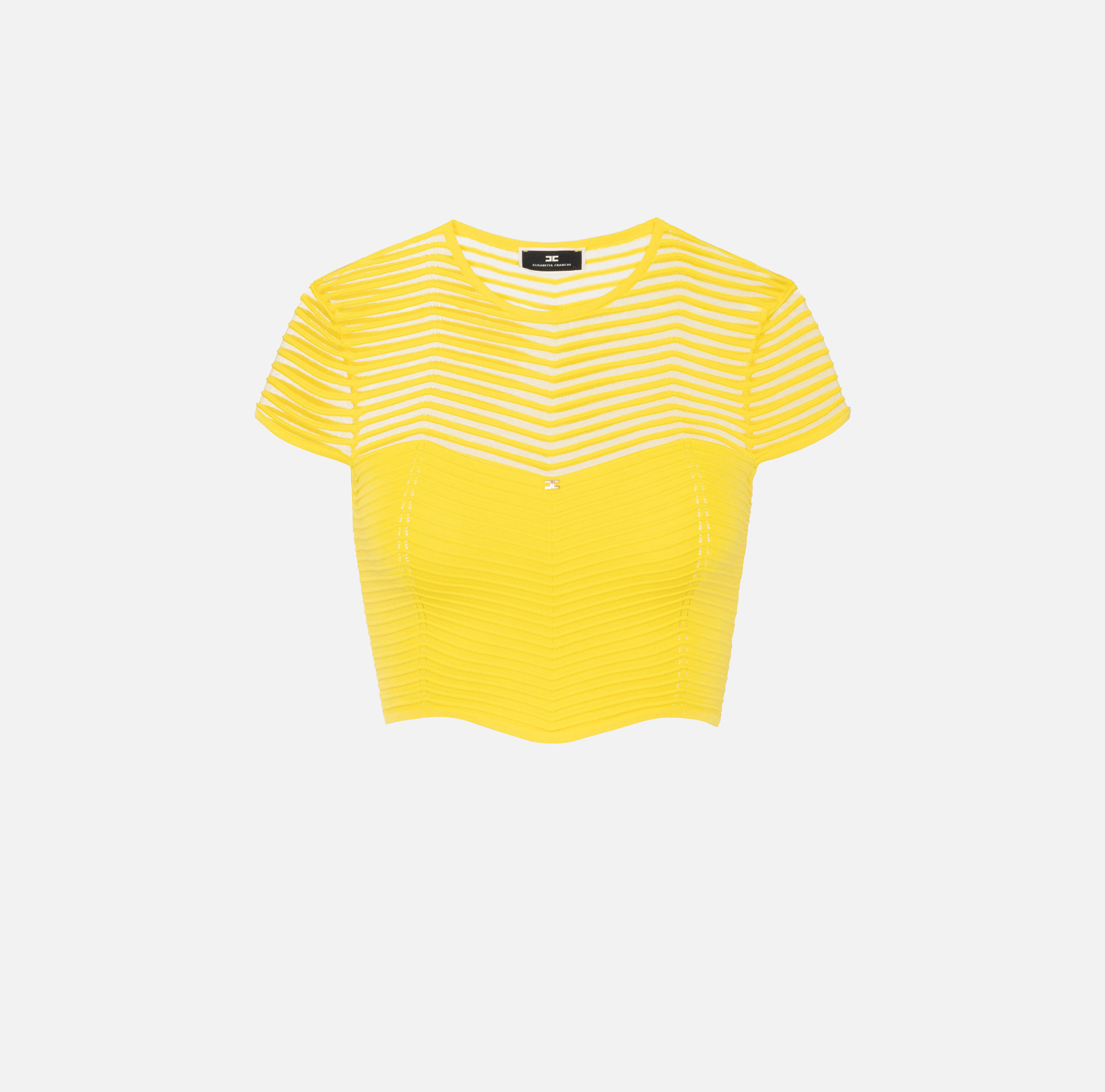 Top cropped in viscosa motivo chevron - Elisabetta Franchi® Outlet