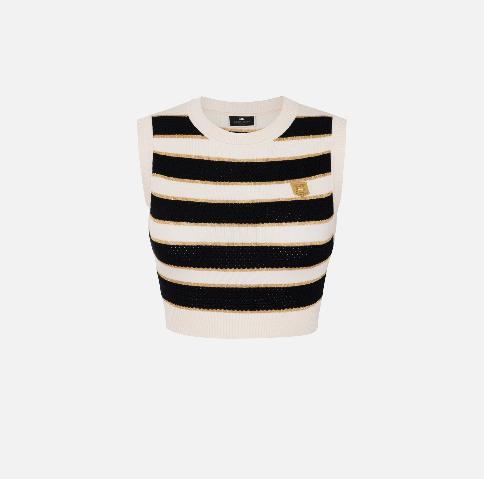 Top cropped in viscosa lurex a righe - Elisabetta Franchi® Outlet